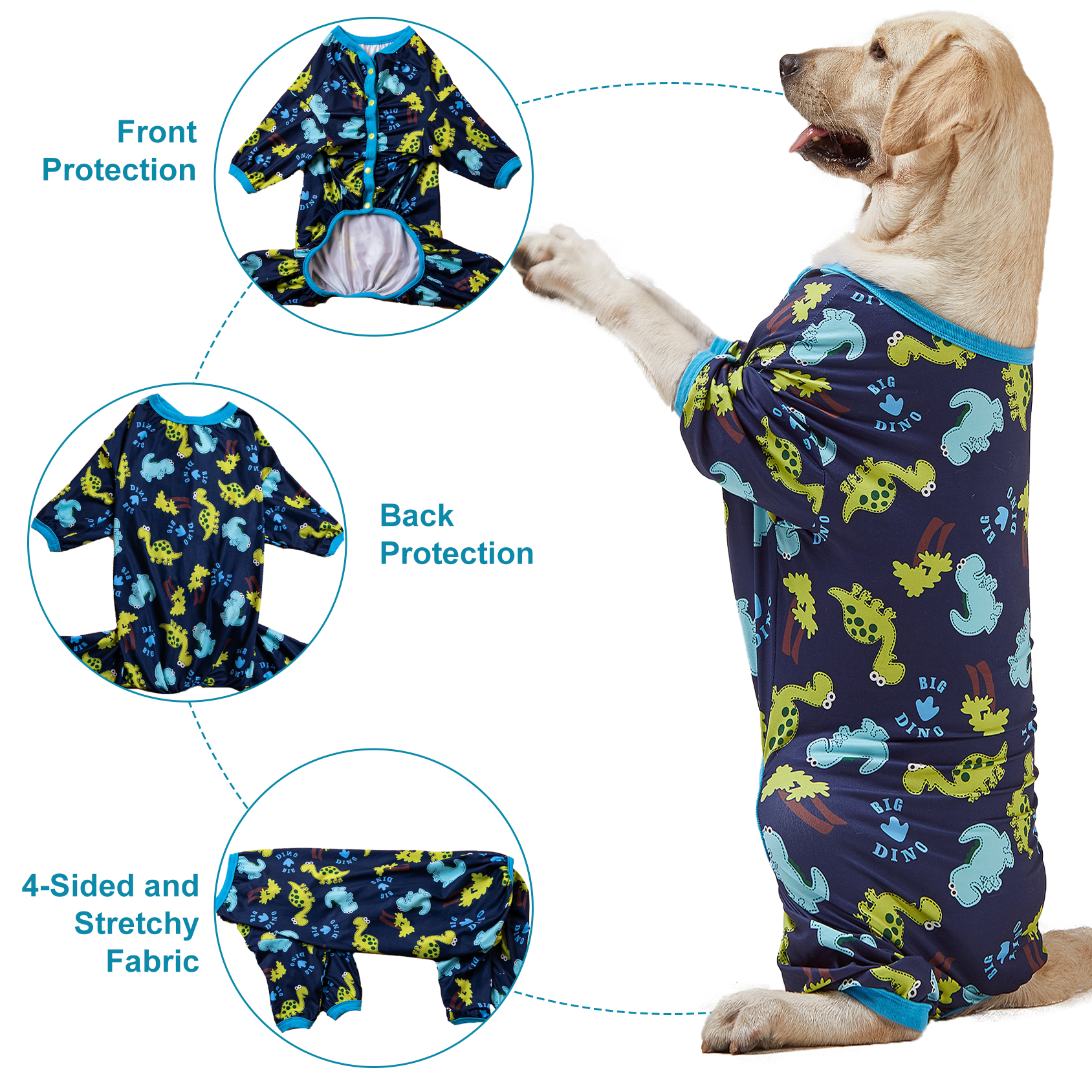 LovinPet Large Dog Pajama - Dinosaur Adventure Design