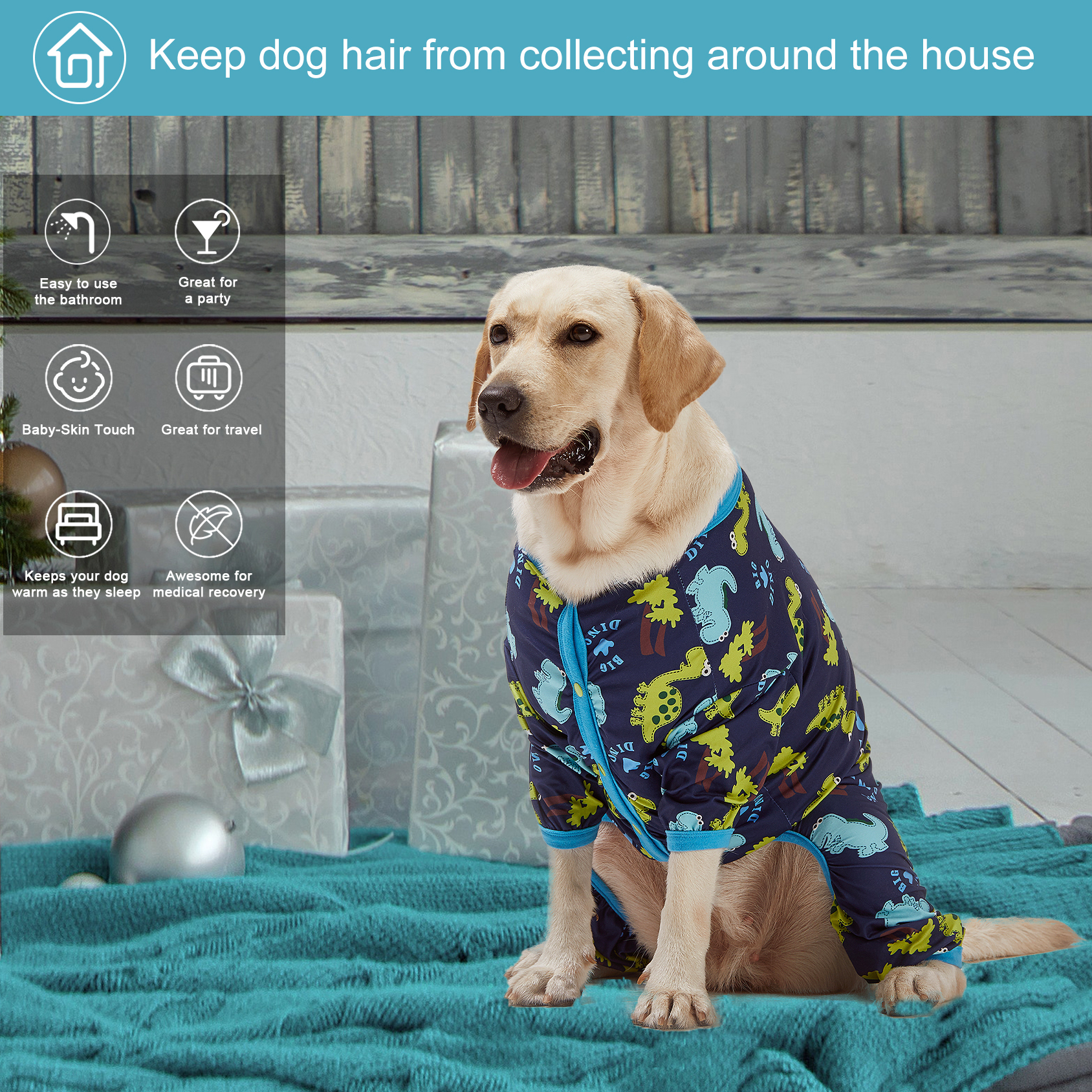LovinPet Large Dog Pajama - Dinosaur Adventure Design