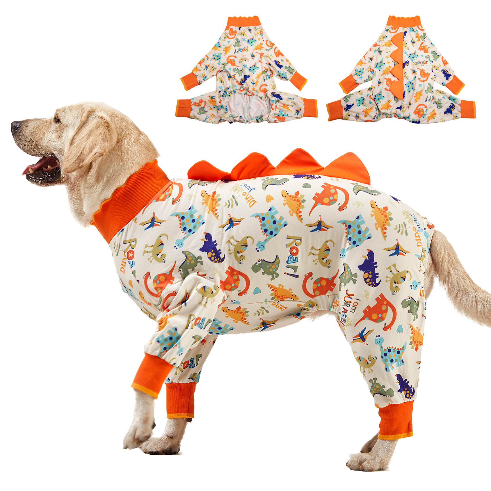 LovinPet Large Dog Pajama - Playful Dinosaur Print with Spikes