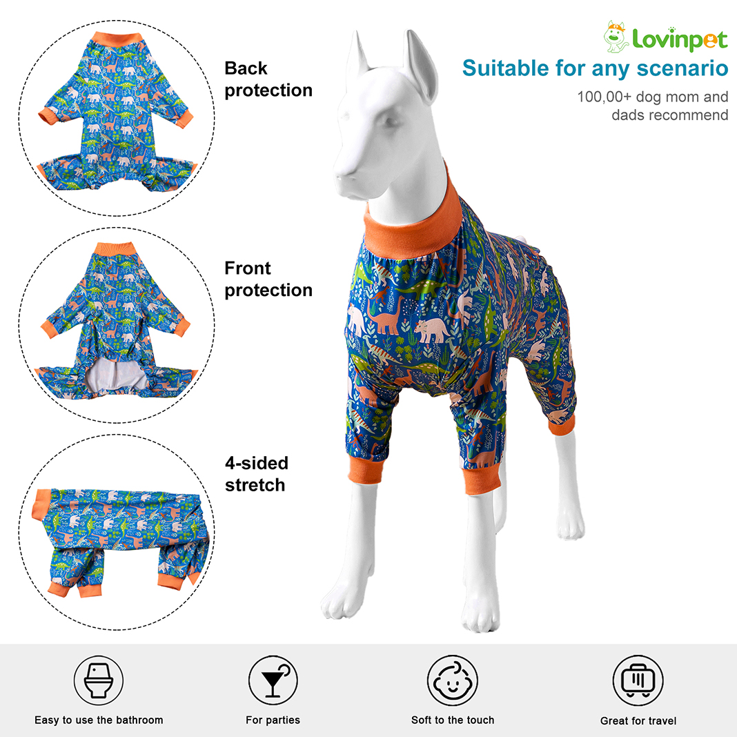 LovinPet Dinosaur Print Pajama for Large Dogs - Playful Prehistoric Theme