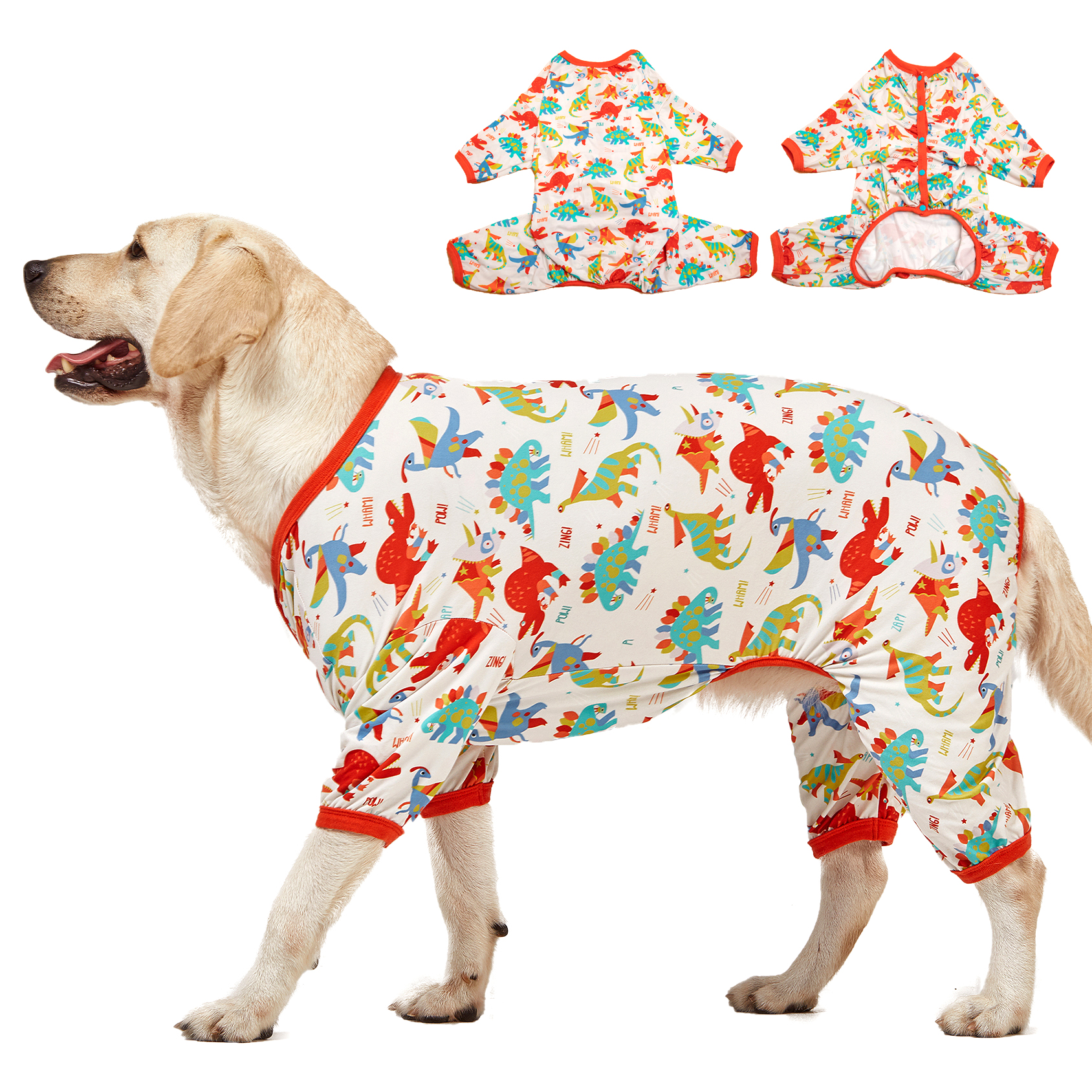 LovinPet Large Dog Pajamas Onesie - Playful Cartoon Dinosaur Design for Big Breeds