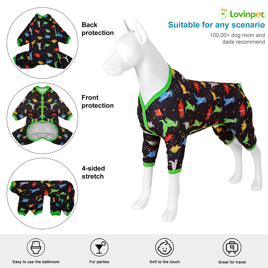 LovinPet Large Dog Pajama - Space Dino Adventure