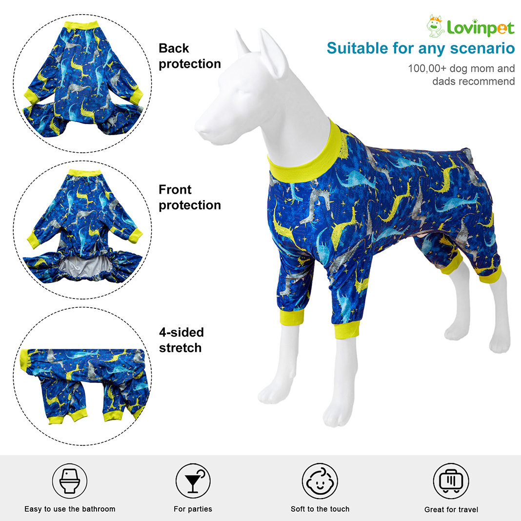 LovinPet Large Dog Pajama - Seahorse and Ocean Print Pajamas for Large Dogs