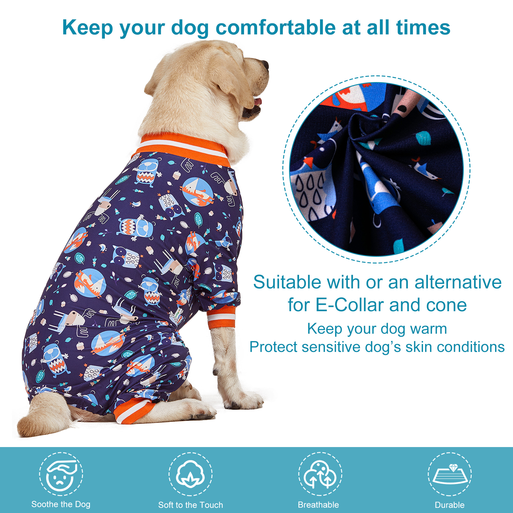 LovinPet Large Dog Pajama - Bear and Camping Adventure Design