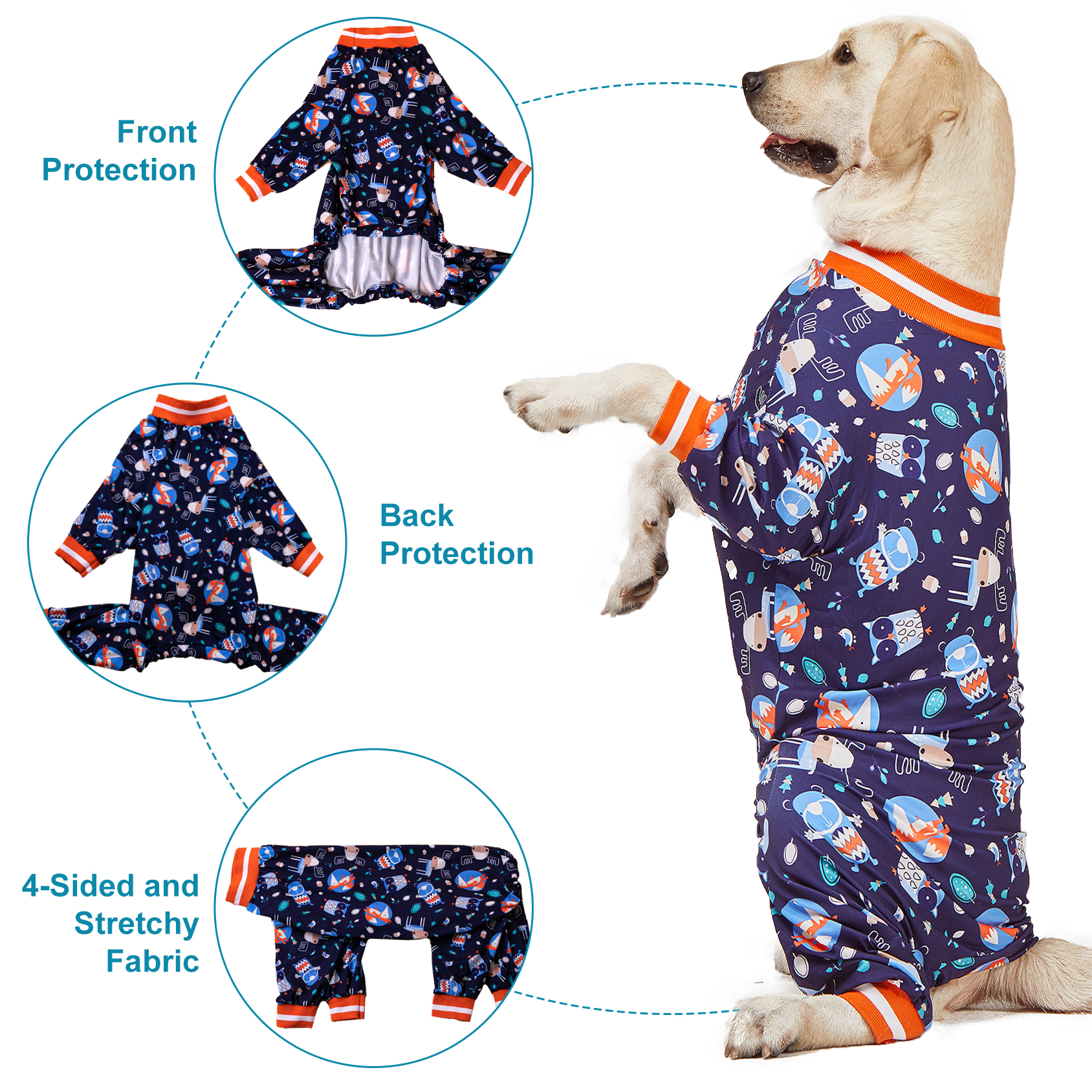LovinPet Large Dog Pajama - Bear and Camping Adventure Design