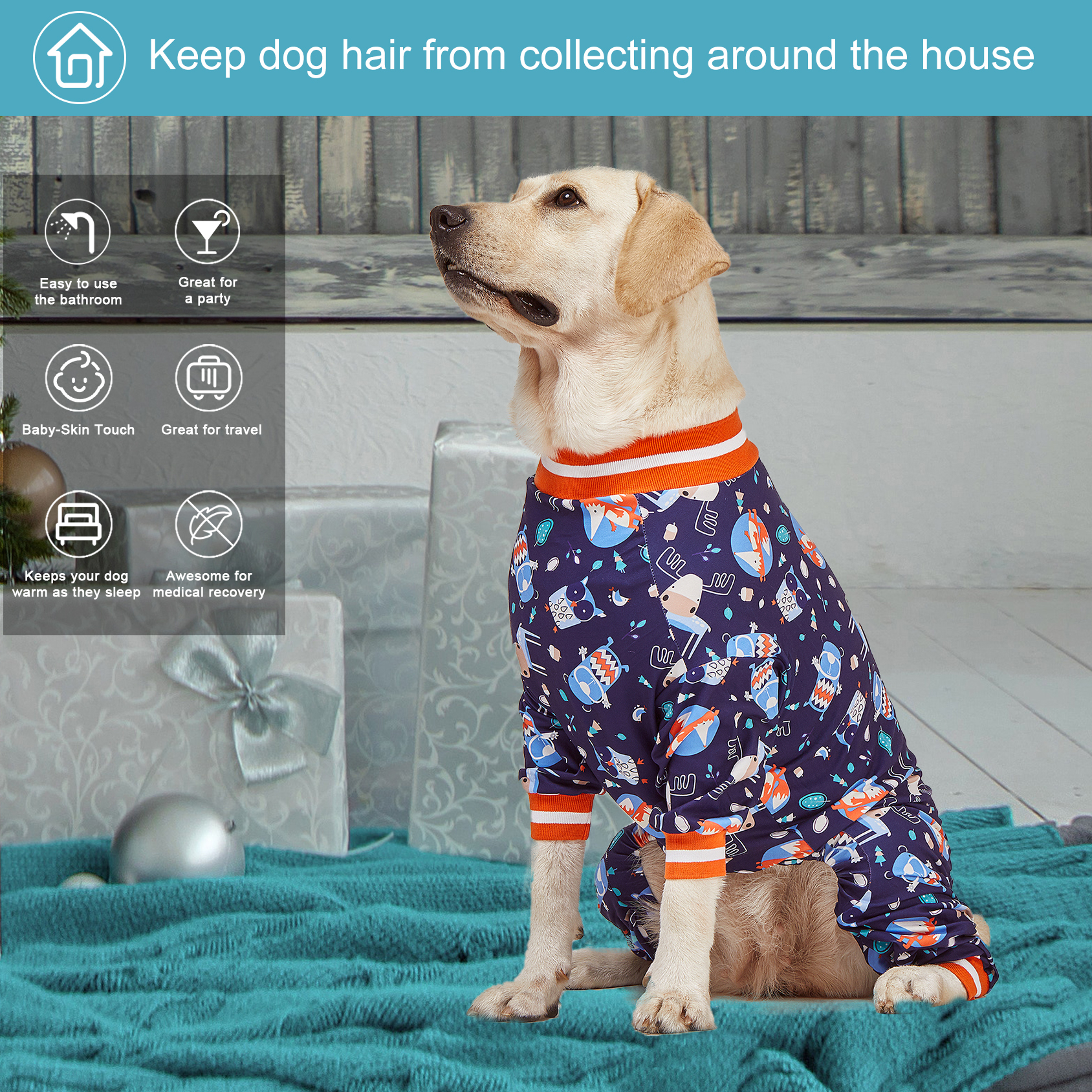 LovinPet Large Dog Pajama - Bear and Camping Adventure Design