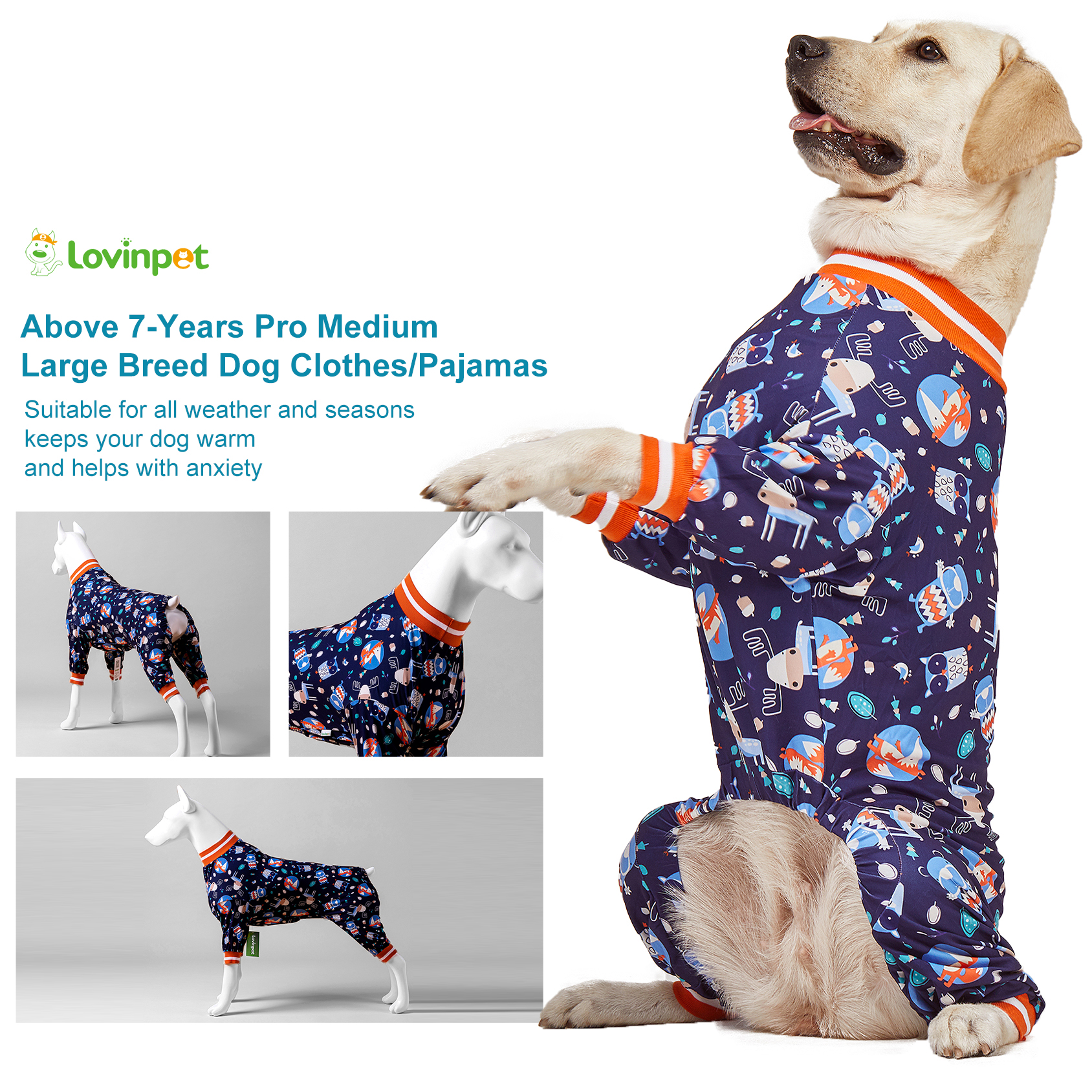 LovinPet Large Dog Pajama - Bear and Camping Adventure Design