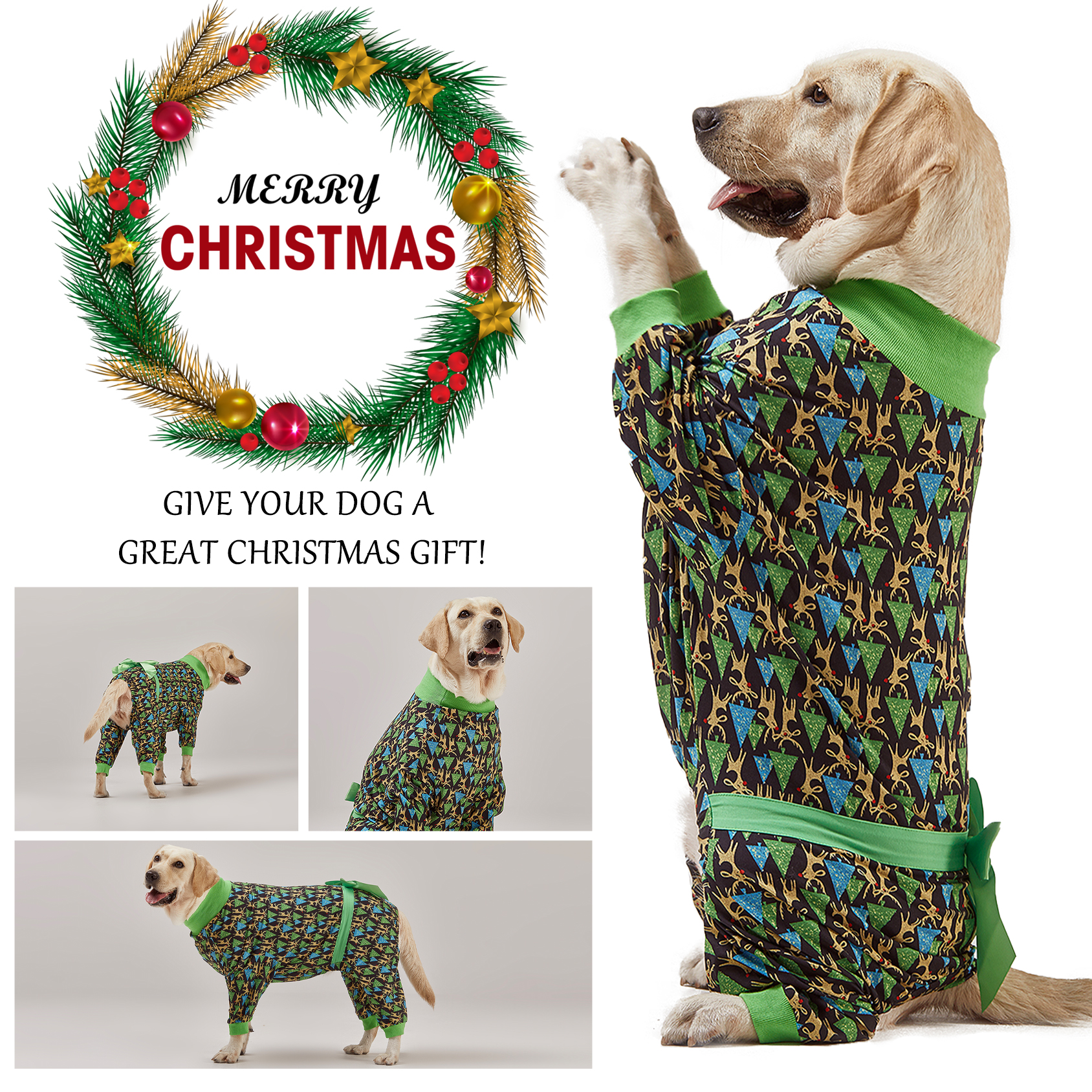 LovinPet Pyjama Für Große Hunde - Gestreift, Weich & Atmungsaktiv