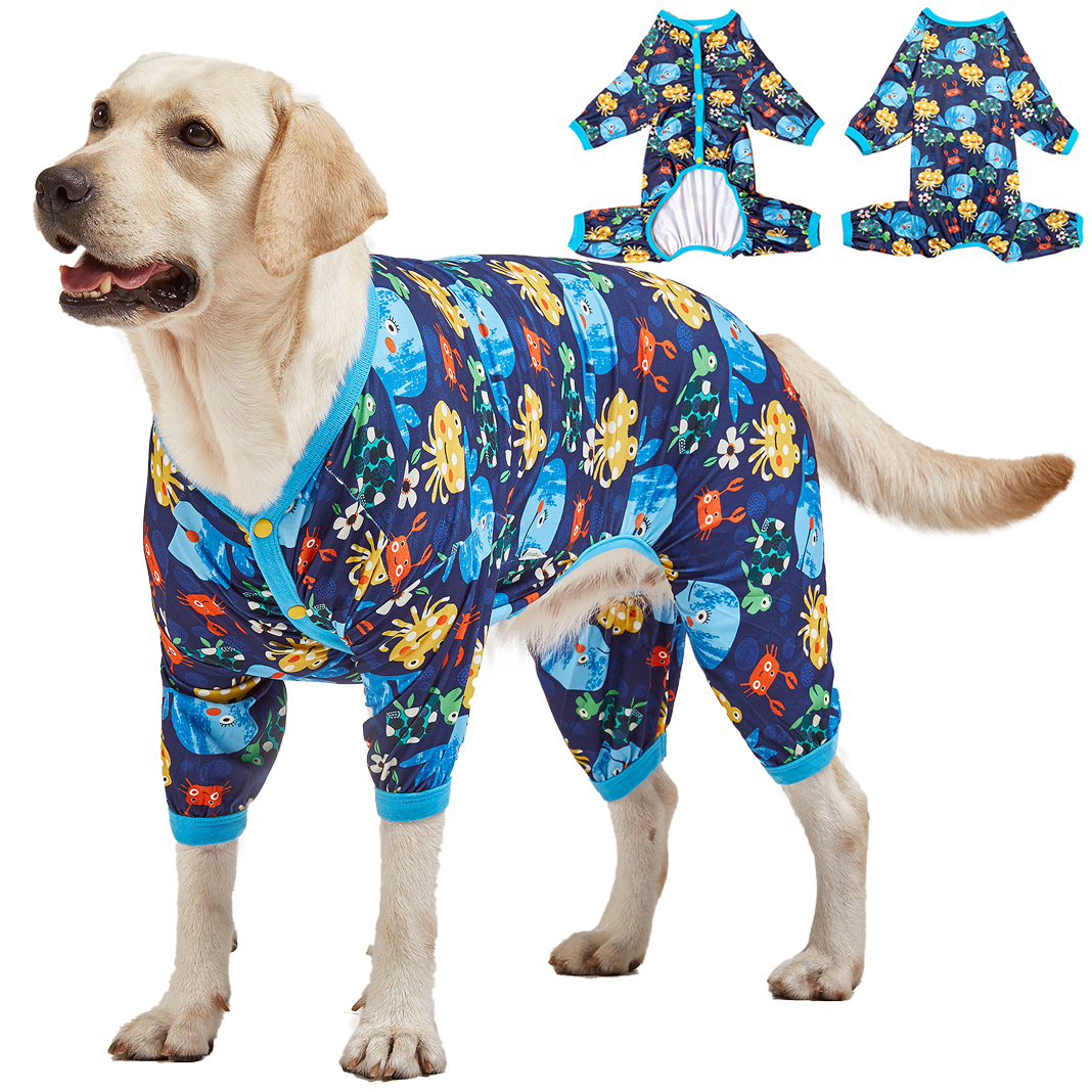 LovinPet Big Dog Pajama Onesie - Marine Blue