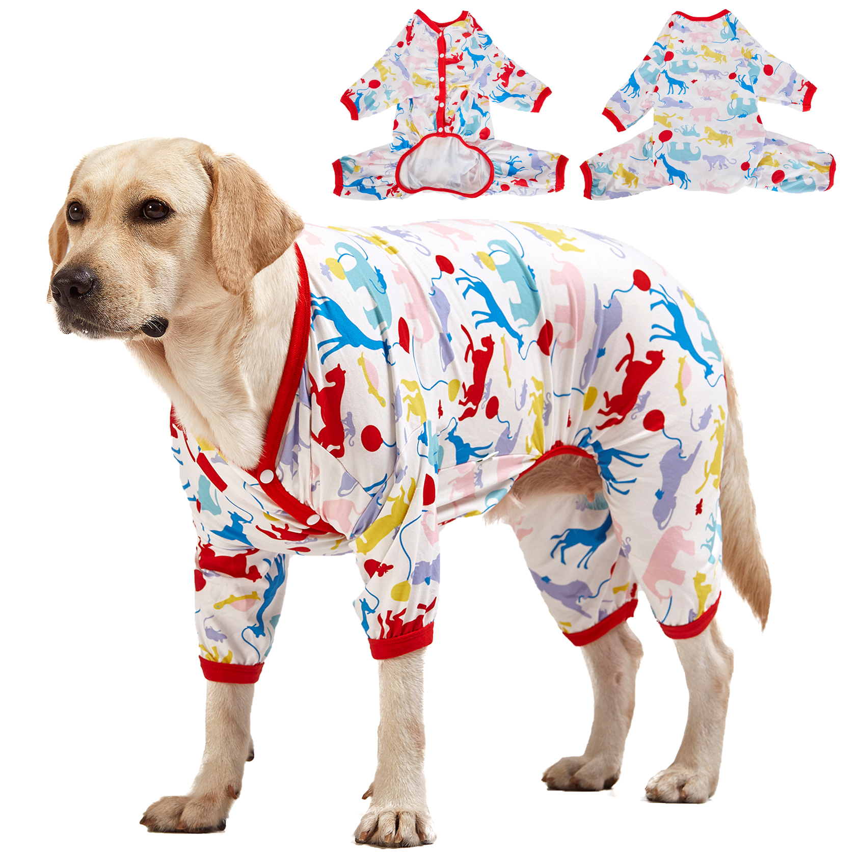 LovinPet Large Dog Pajamas Onesie - Playful Deer and Lion Design for Big Breeds