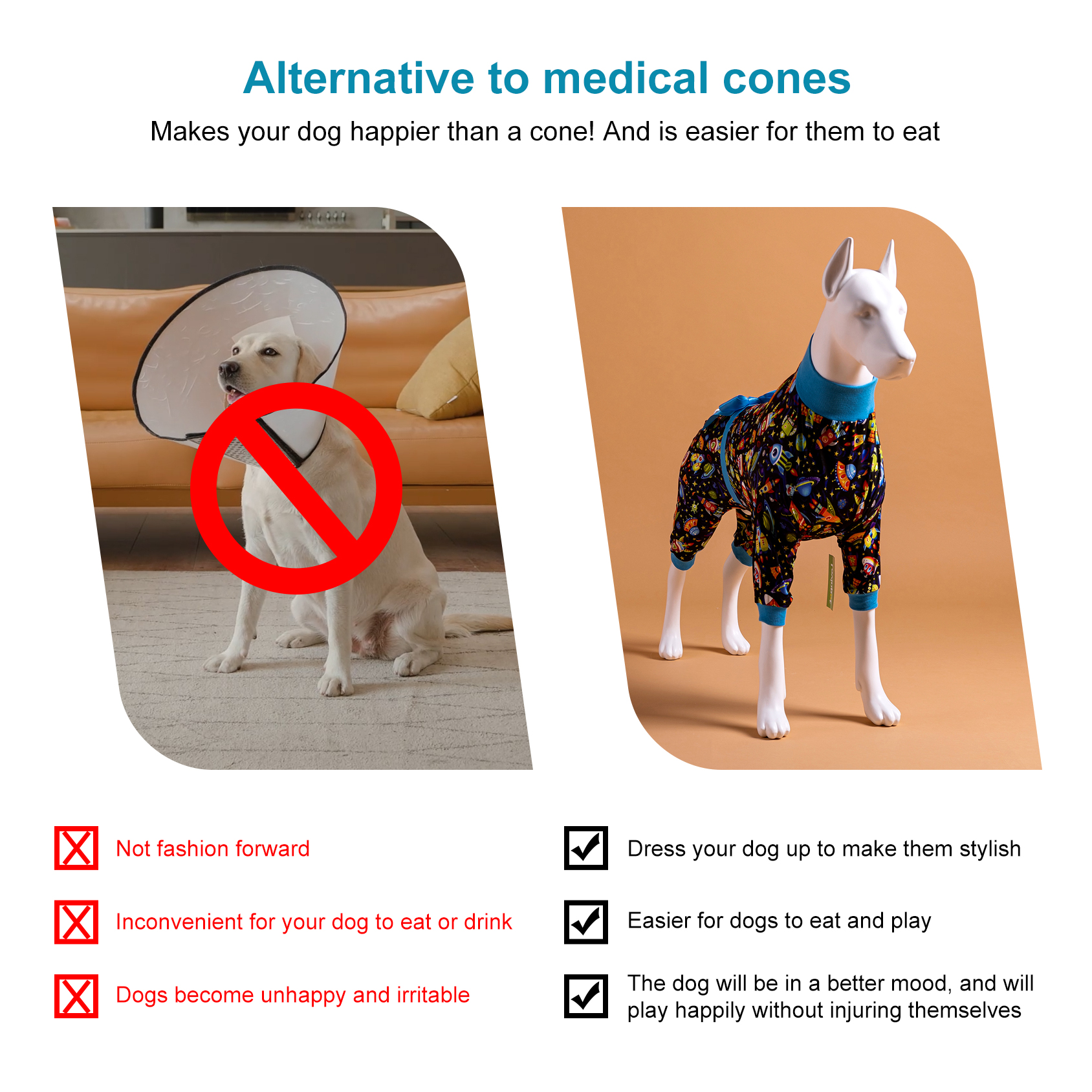 LovinPet Large Dog Pajamas Onesie with Bowtie - Space-Themed Sleepwear for Big Dogs