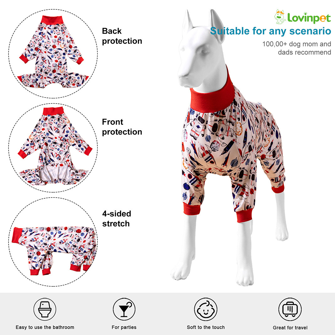LovinPet Dog Knee Surgery Onesie - Space Exploration Design