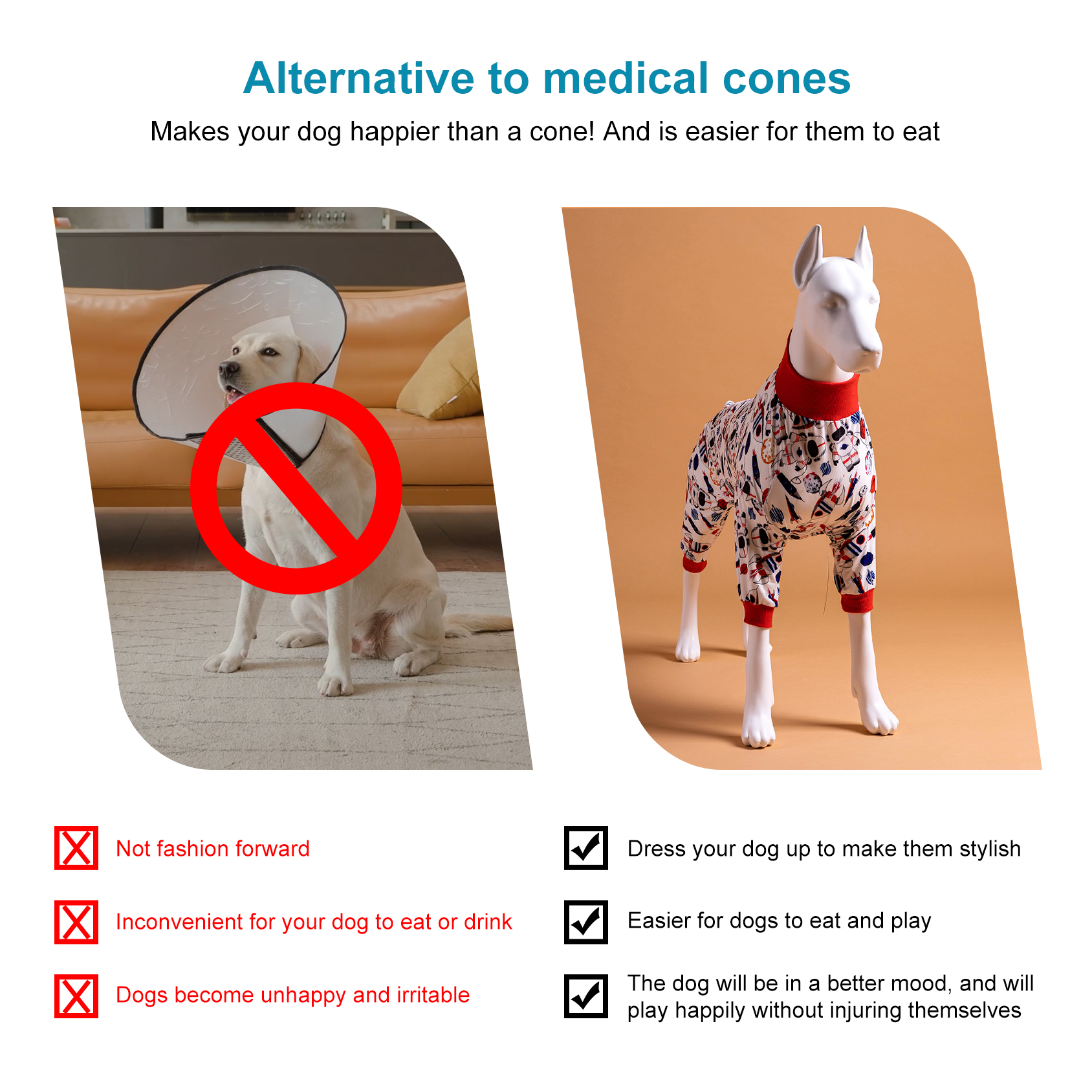 LovinPet Dog Knee Surgery Onesie - Space Exploration Design
