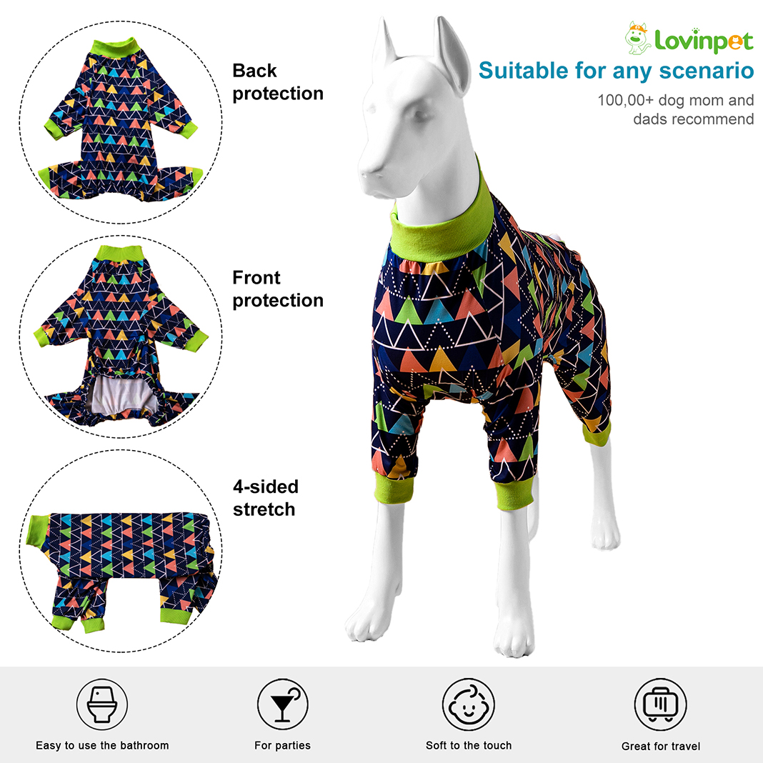 LovinPet Large Dog Pajama - Modern Geometric Triangle Pajamas for Big Dogs