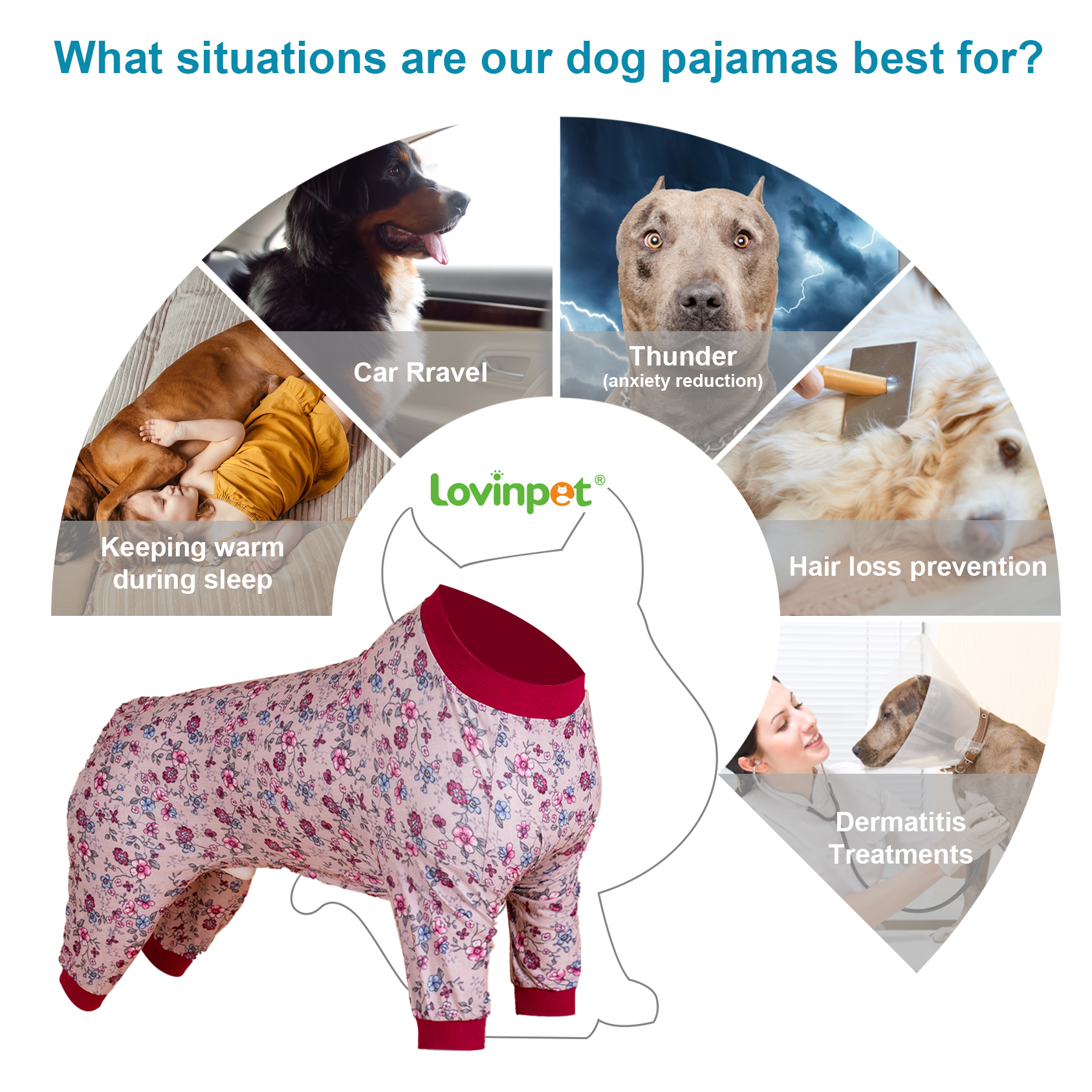 LovinPet Large Dog Pajama - Vintage Floral Pink Design with Burgundy Accents