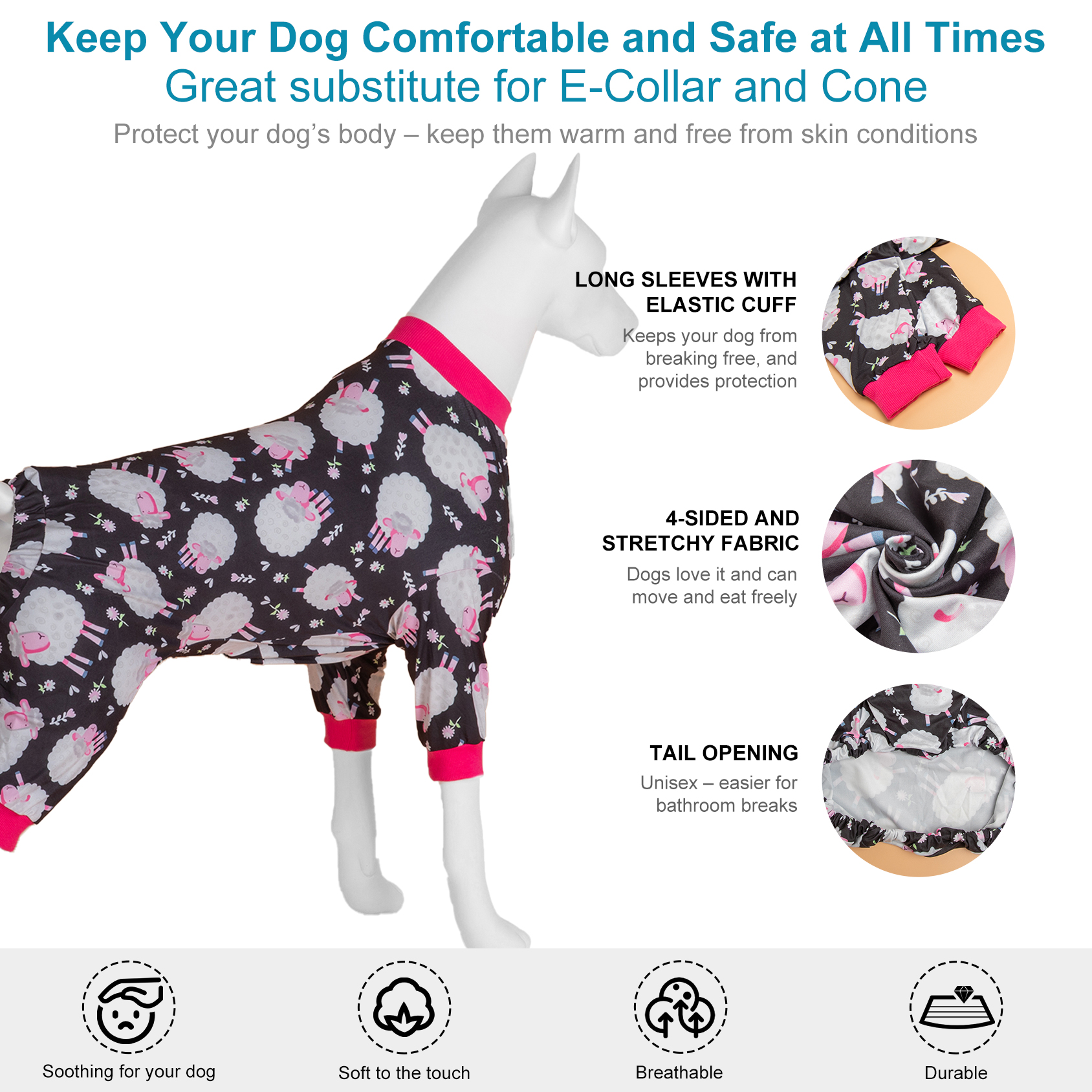 Cozy Dog Pajamas | Large Dogs Belly Protection for Large Dogs