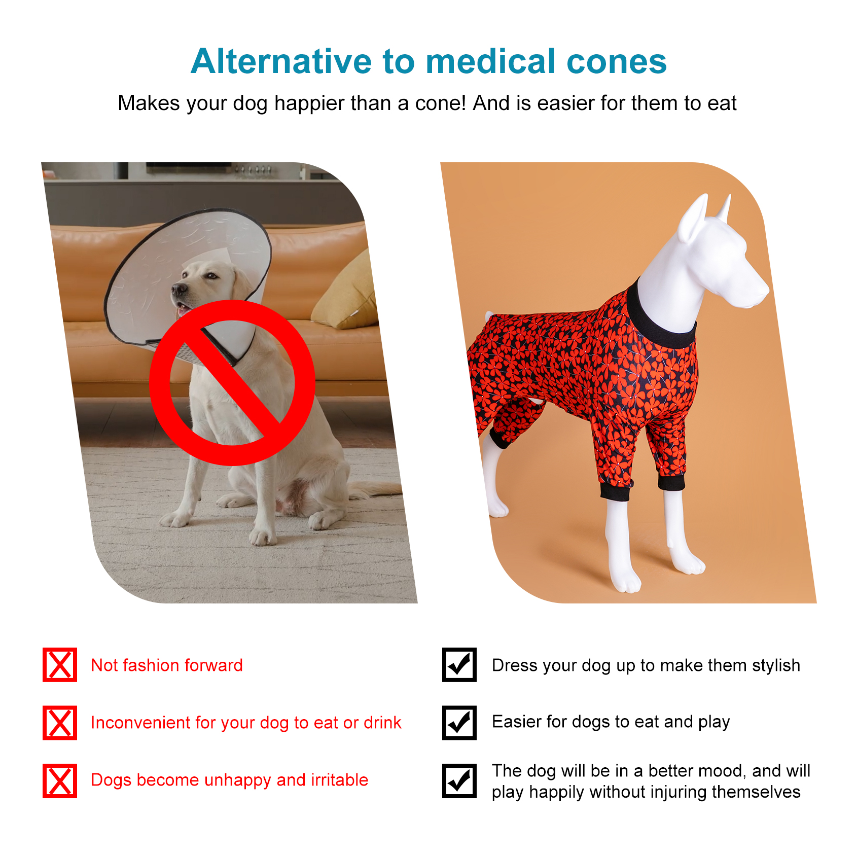 LovinPet Large Dog Pajamas Onesie - Bold Red Floral Design on Black Background