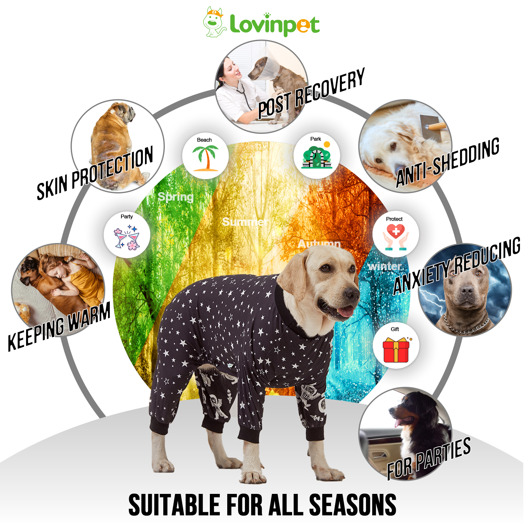 LovinPet Large Dog Pajama - Space Astronaut and Star Print for Large Dogs