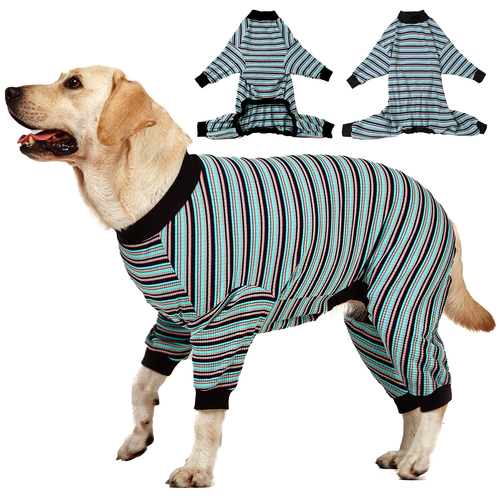 LovinPet Big Dog Pajama Onesie - Blue Stripe Pattern
