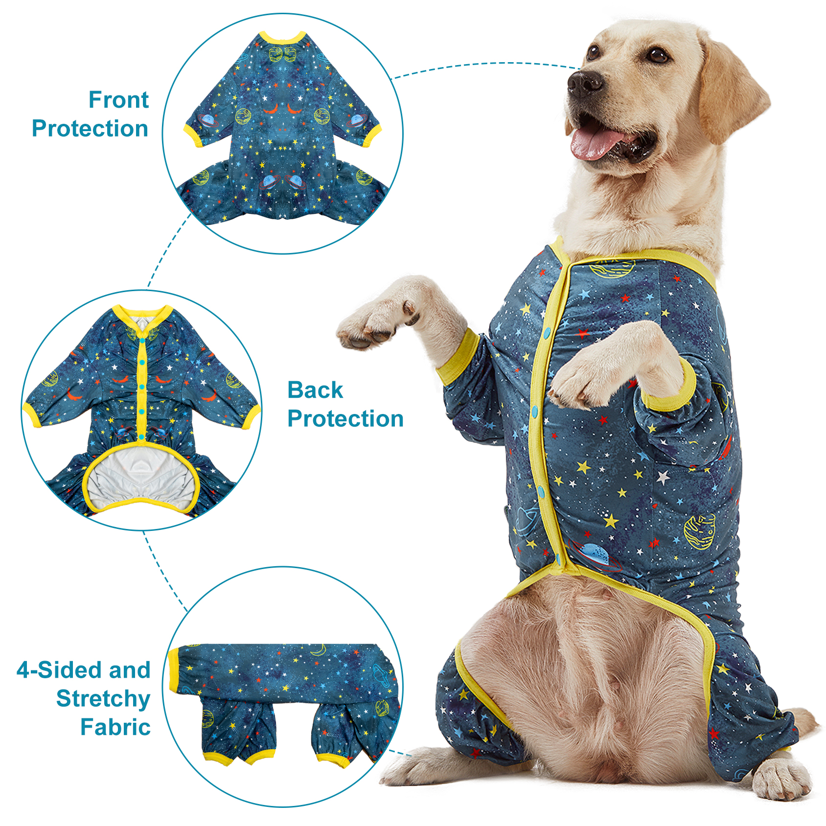 LovinPet Large Dog Pajama - Space Adventure with Planets and Stars
