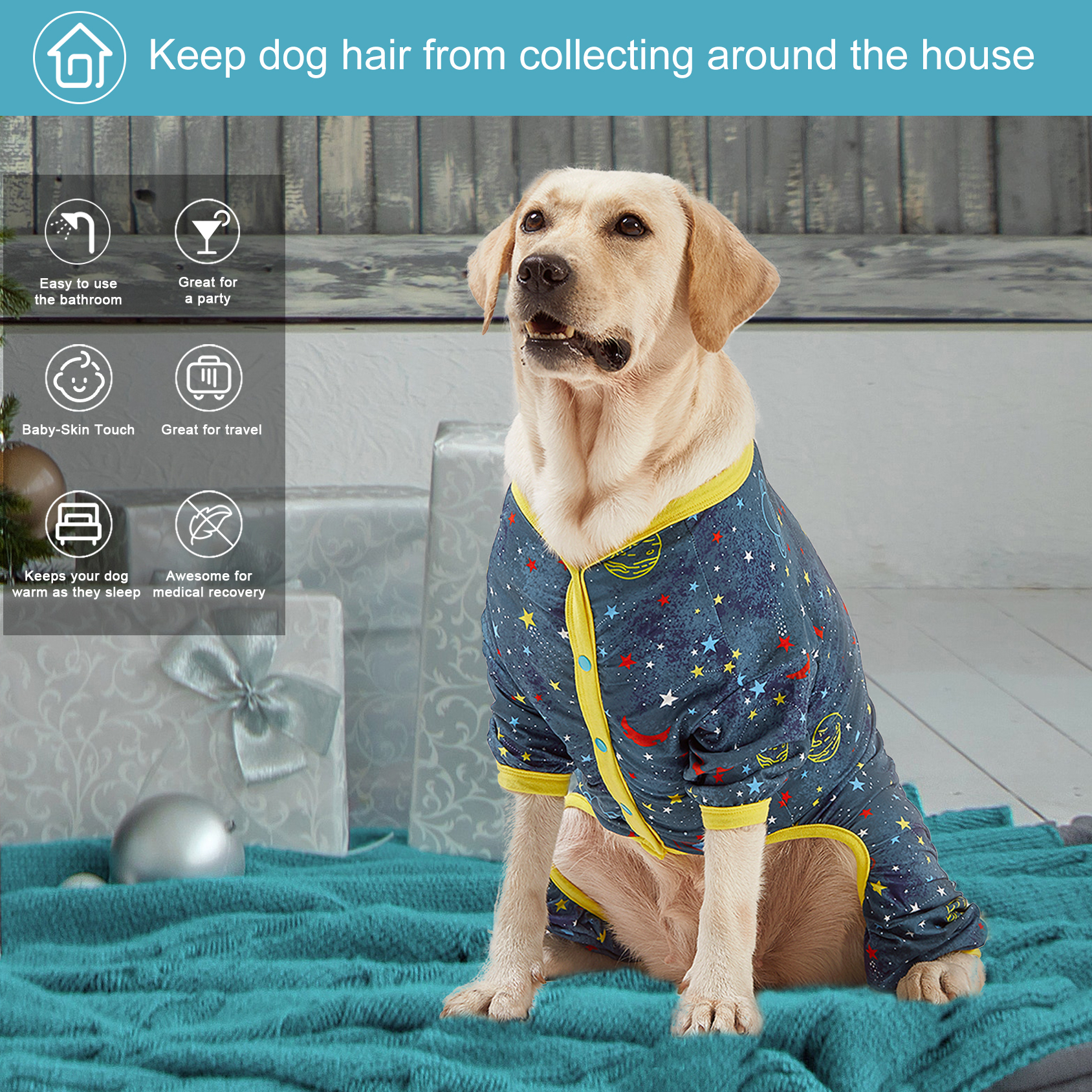 LovinPet Large Dog Pajama - Space Adventure with Planets and Stars