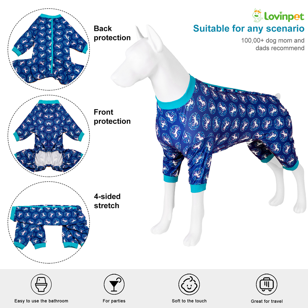 LovinPet Large Dog Pajama - Mystical Unicorn Pattern