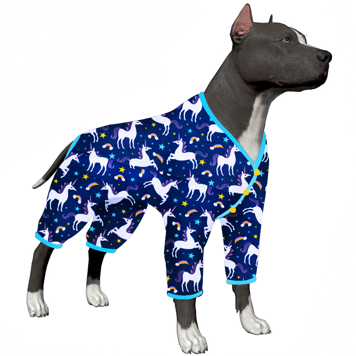 LovinPet Large Dog Pajama - Whimsical Unicorn and Rainbow Print Pajamas for Large Dogs