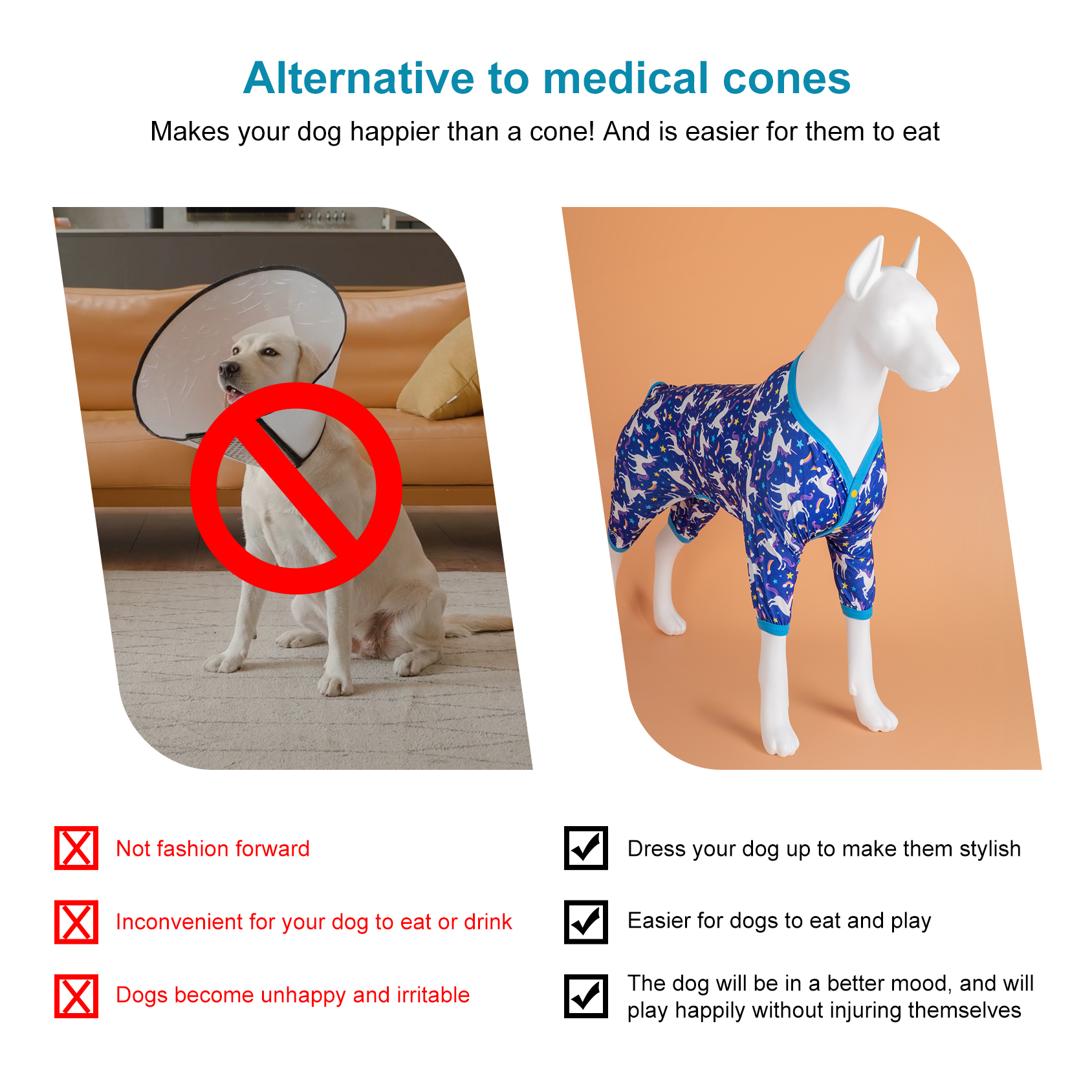 LovinPet Large Dog Pajama - Whimsical Unicorn and Rainbow Print Pajamas for Large Dogs