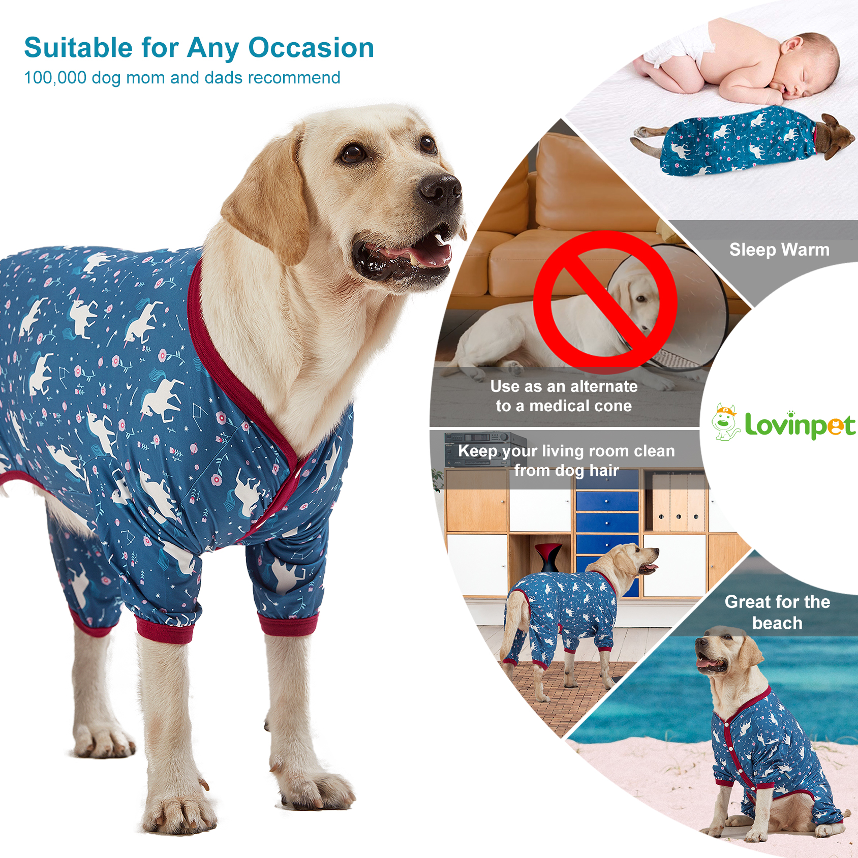 LovinPet's Comfortable and Protective Large Dog Pajamas