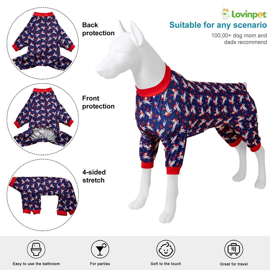 LovinPet Big Dog Recovery Suit Pajama Onesie - Galaxy Unicorn Print