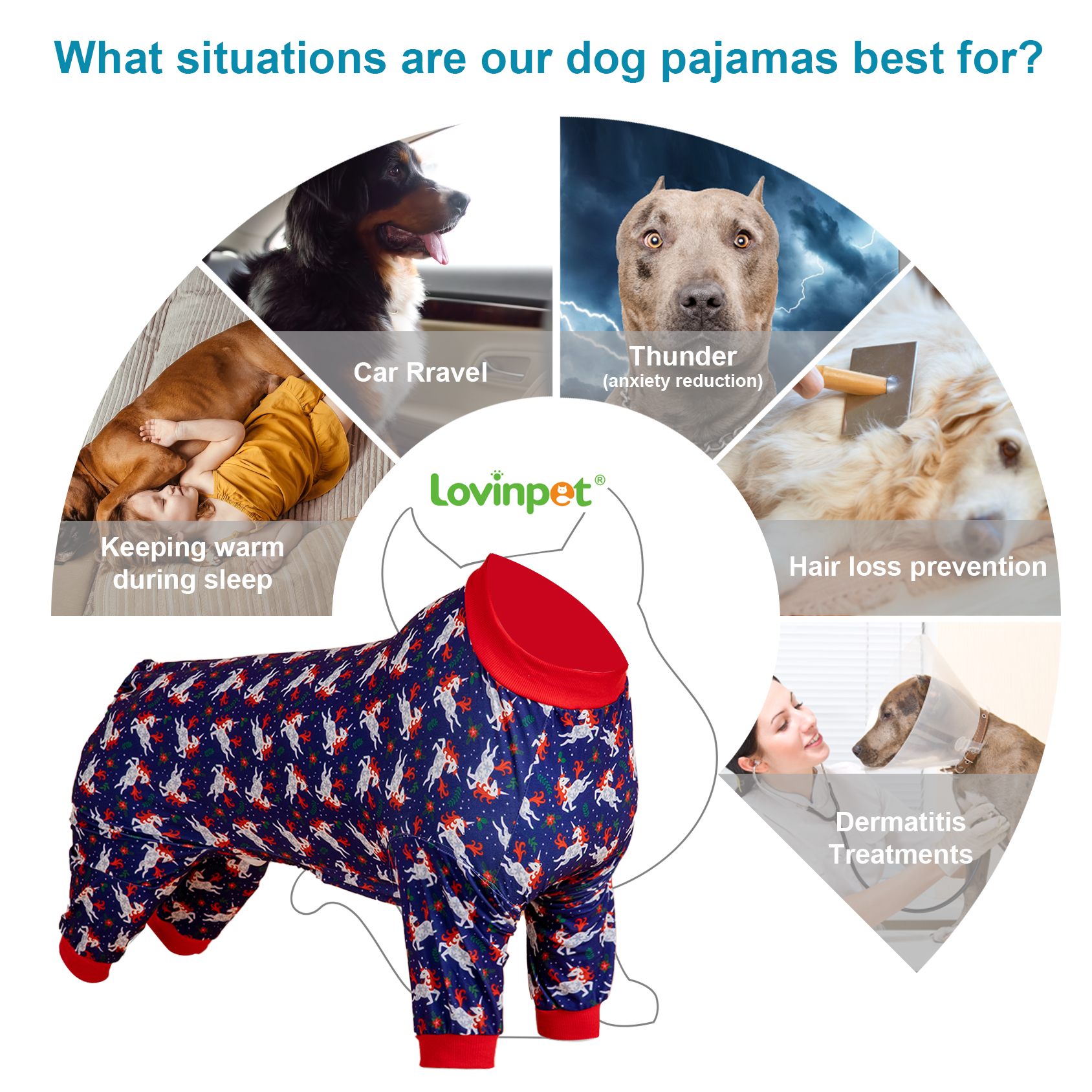 LovinPet Big Dog Recovery Suit Pajama Onesie - Galaxy Unicorn Print