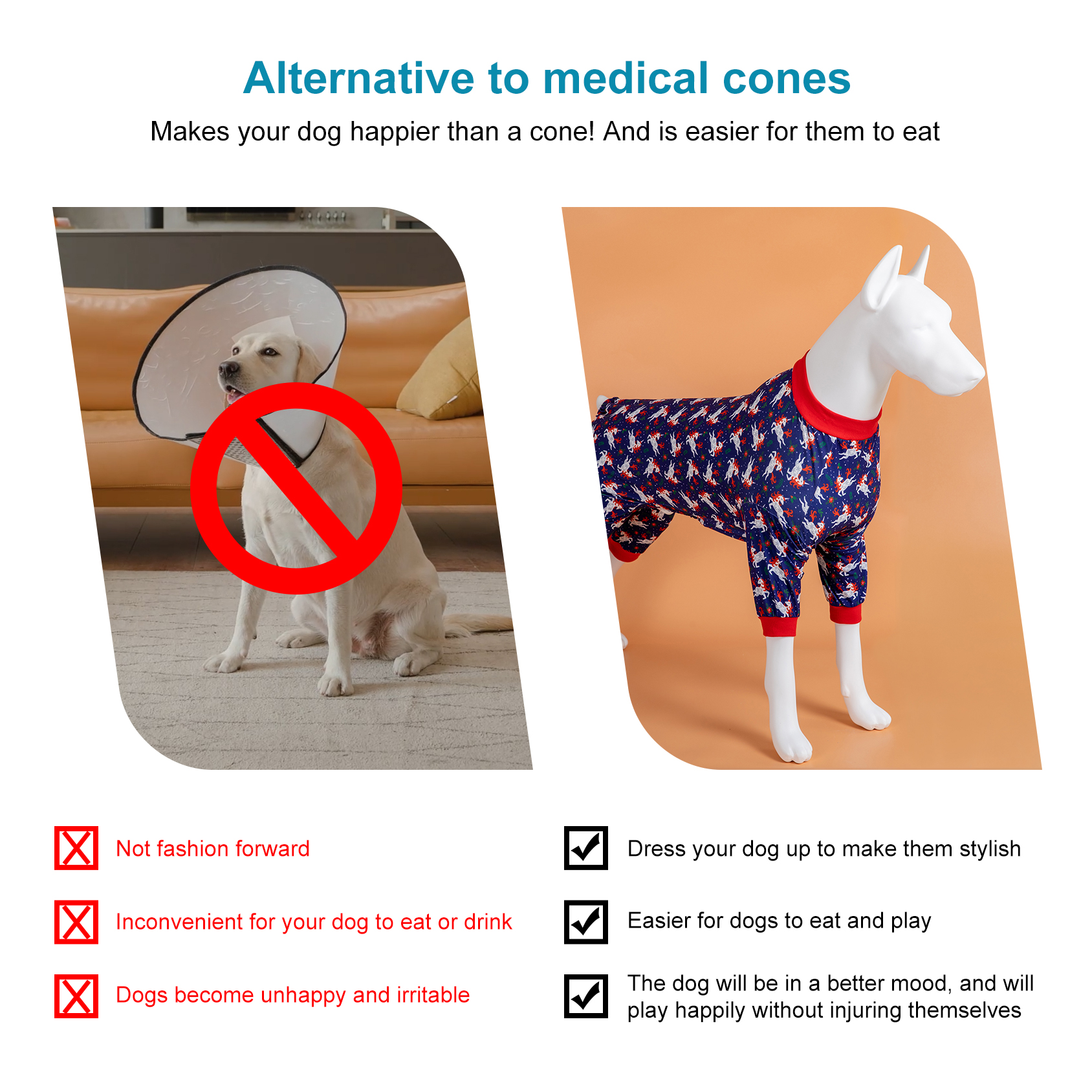 LovinPet Big Dog Recovery Suit Pajama Onesie - Galaxy Unicorn Print