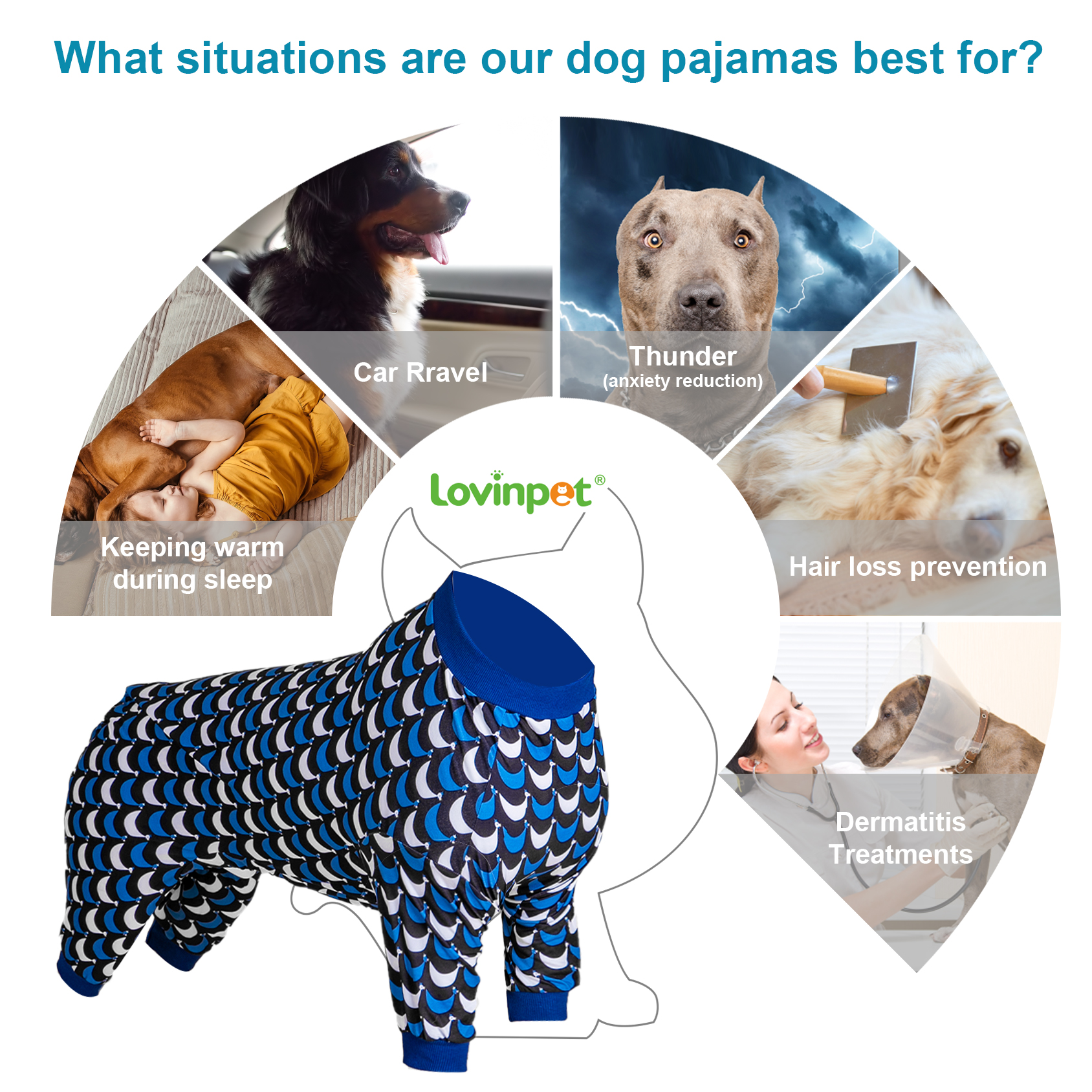 Comfy Blue Scale Design Great Dane Pajamas with Belly Protection
