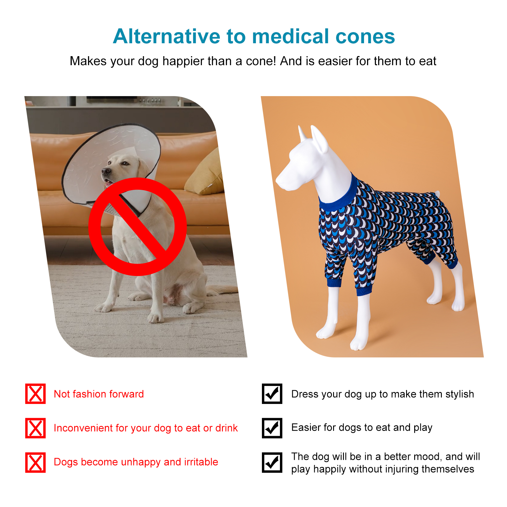 Comfy Blue Scale Design Great Dane Pajamas with Belly Protection