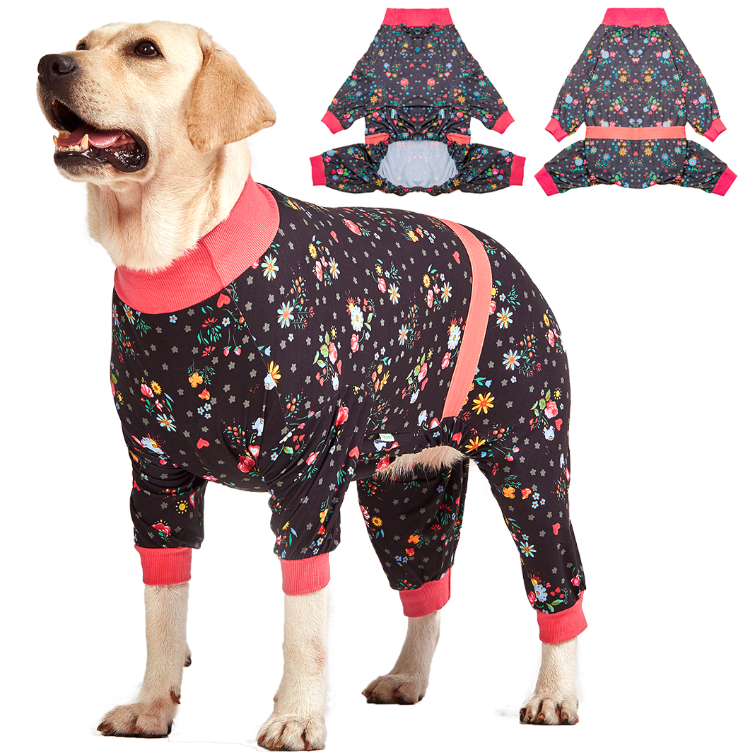 LovinPet Large Dog Pajamas Onesie - Wildflower Floral Design for Big Breeds
