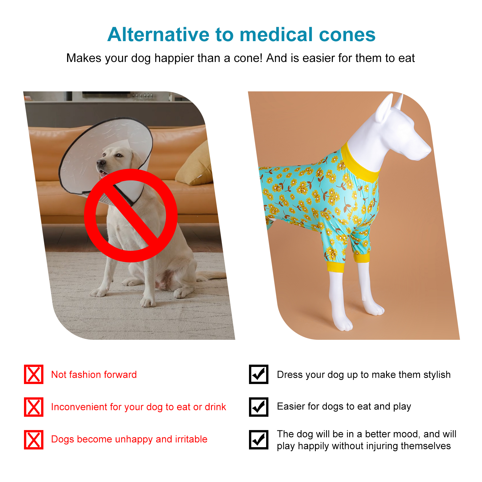 LovinPet Large Dog Pajamas Onesie - Light Blue Floral Sleepwear for Big Dogs