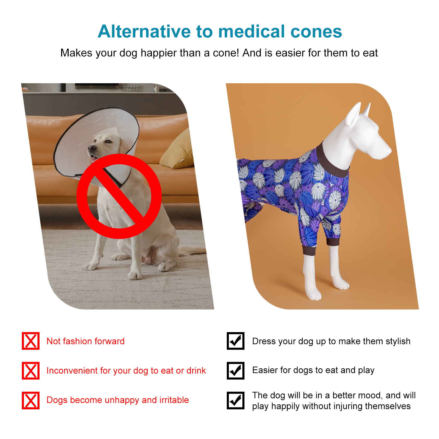 LovinPet Large Dog Pajama - Stylish Purple and Blue Abstract Floral Design