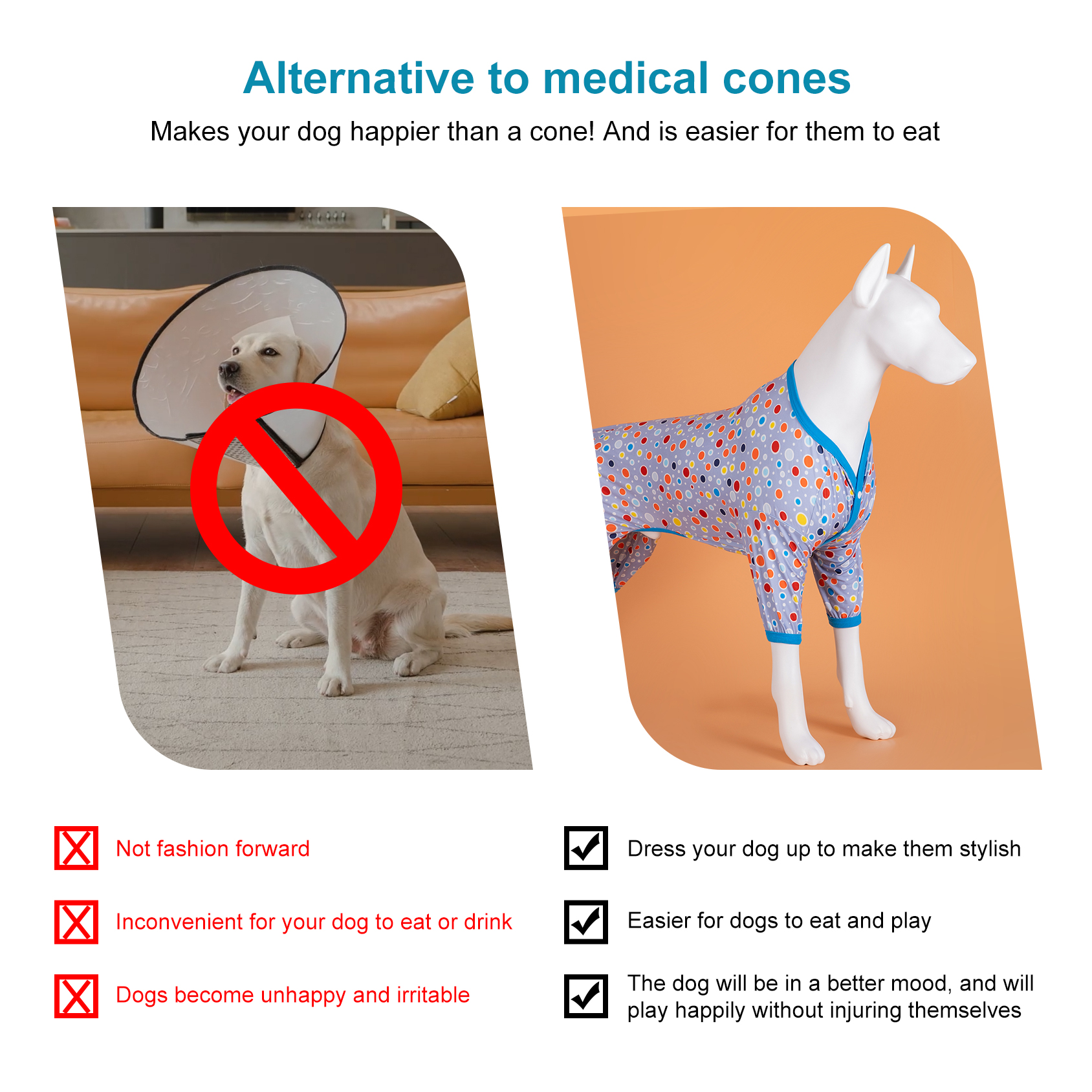 LovinPet Large Dog Pajama - Multi-Colored Polka Dot Print on Grey Pajamas for Large Dogs