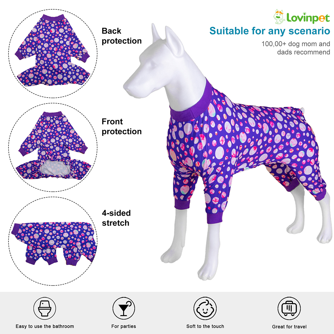 LovinPet Purple Planet Design Large Dog Pajamas with Belly Protection