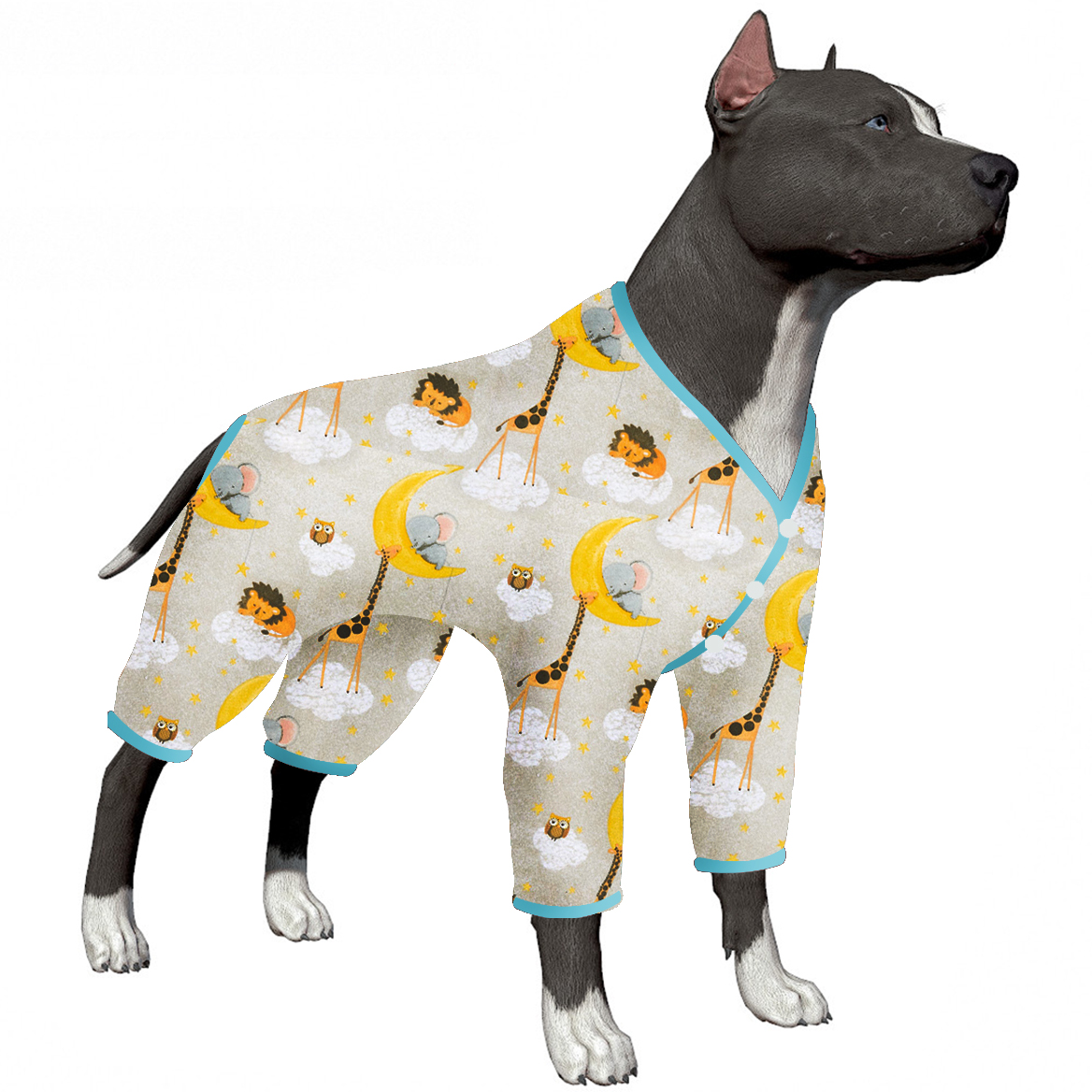 LovinPet Large Dog Pajamas Onesie - Dreamy Animal Clouds & Moons Design
