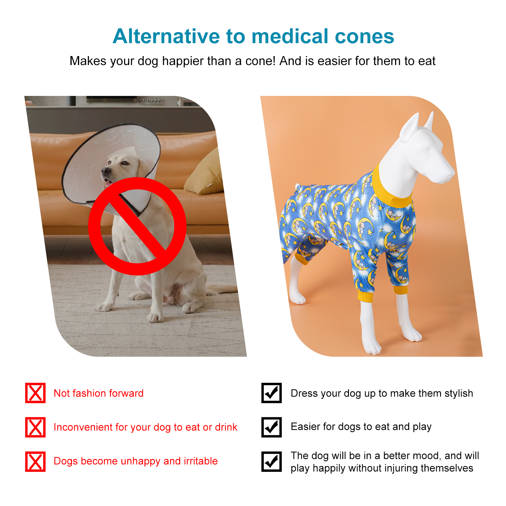 LovinPet Large Dog Knee Surgery Pajamas Onesie - Nighty Bear