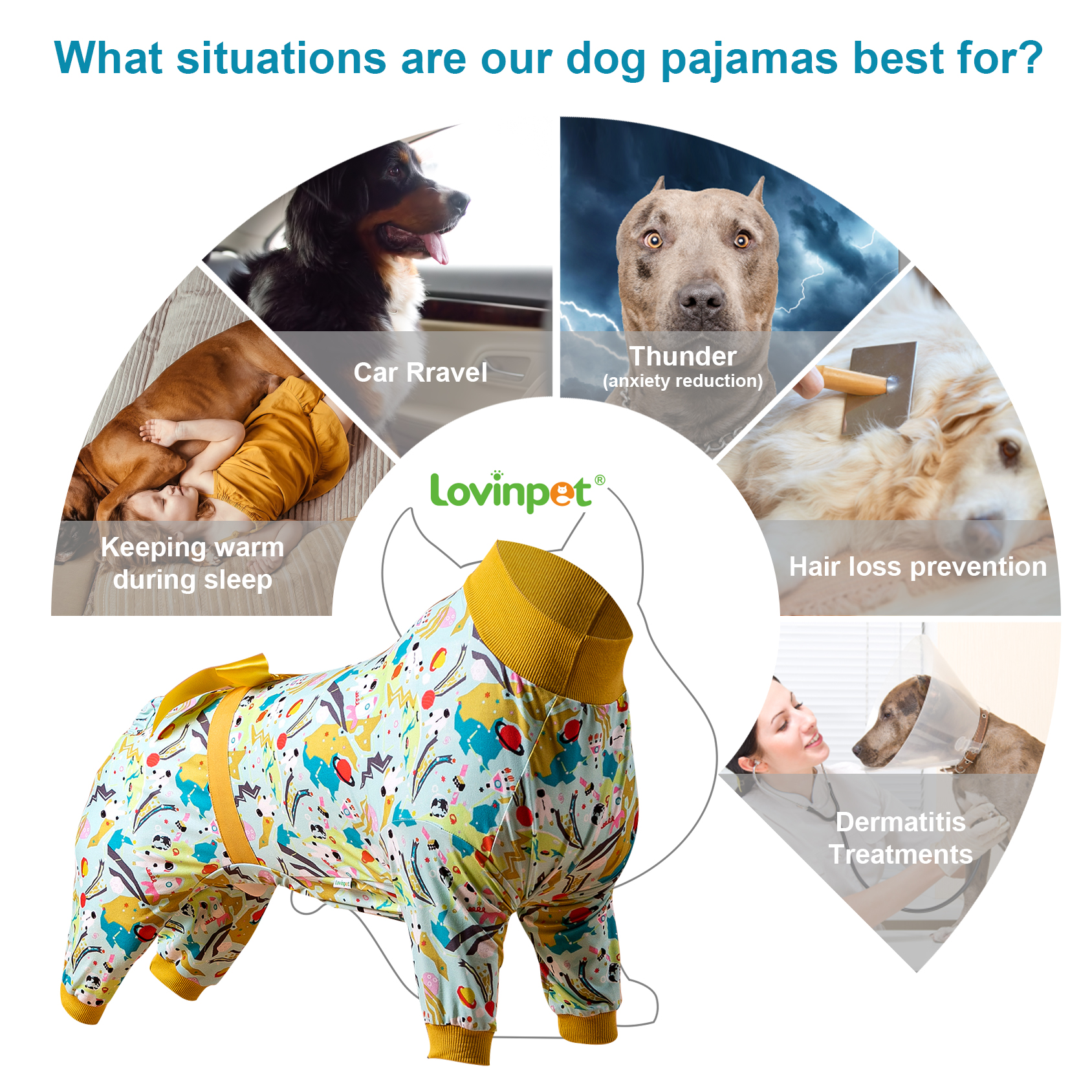 LovinPet Dog Pajamas with Bow for Large Dogs - Space Explorer