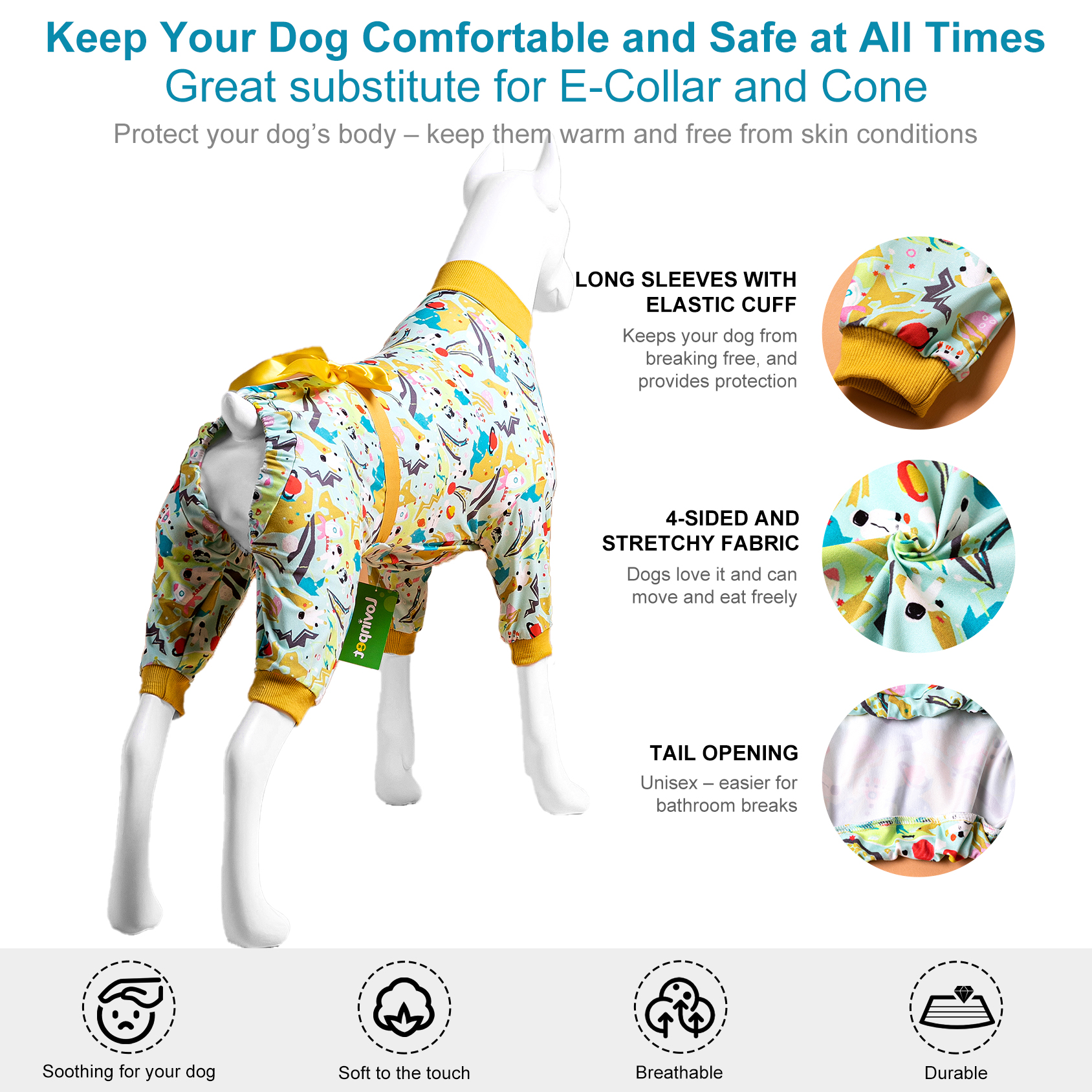 LovinPet Dog Pajamas with Bow for Large Dogs - Space Explorer