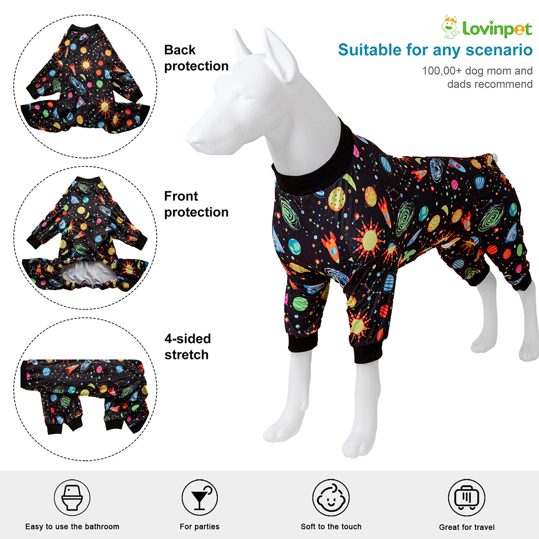 LovinPet Large Dog Pajama - Cosmic Planets & Stars Print