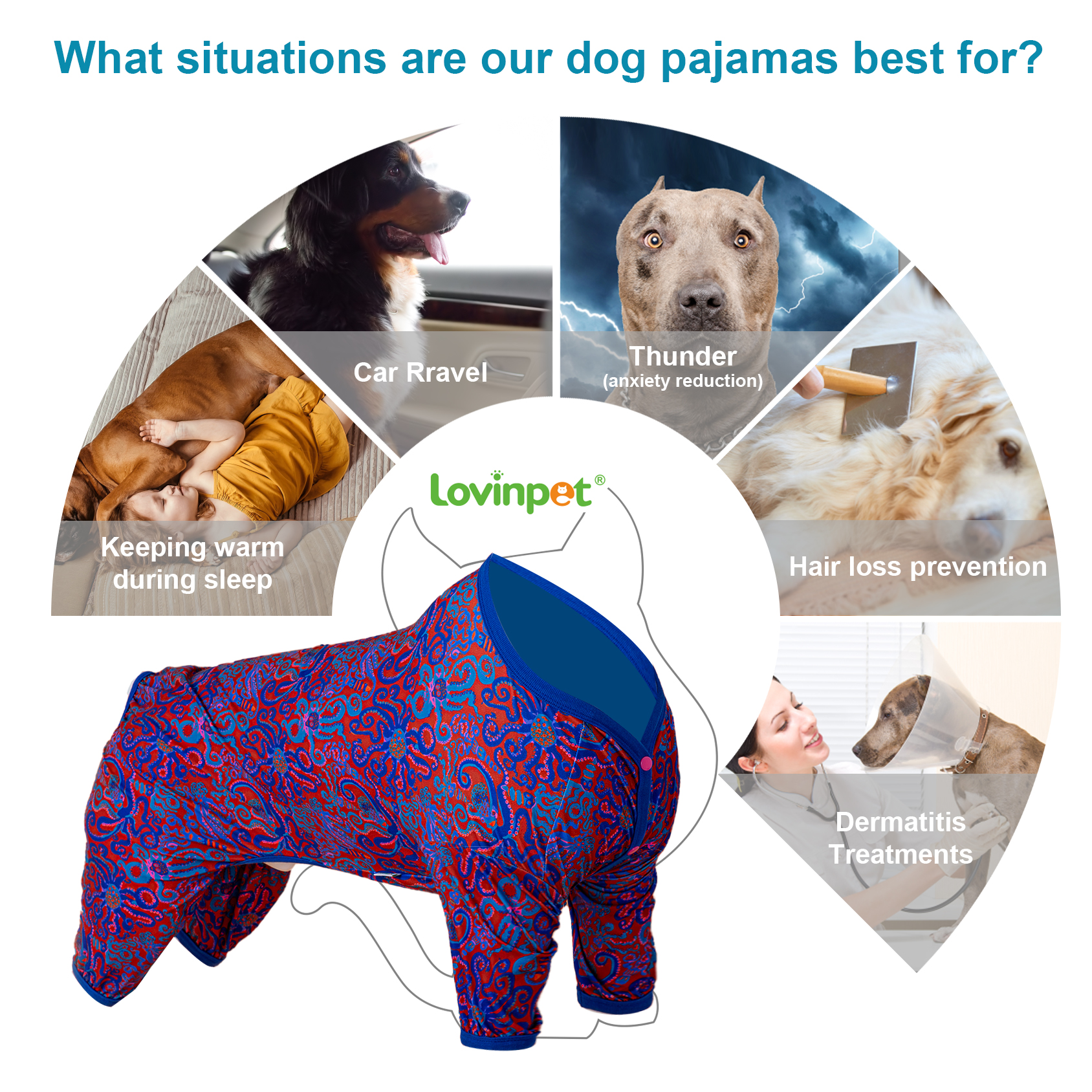 LovinPet Large Dog Post Recovery Hoodies - Vibrant Abstract Swirl Design