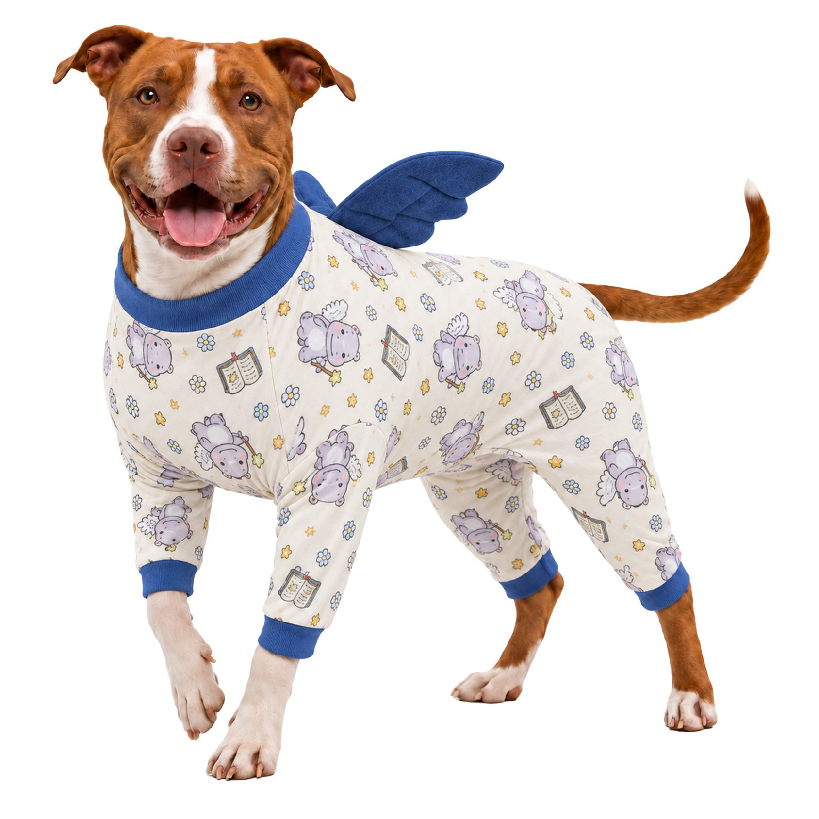 LovinPet Large Dog Pajamas, Pink Cow 4-Leg Stretch Onesie, Soft Lightweight PJs