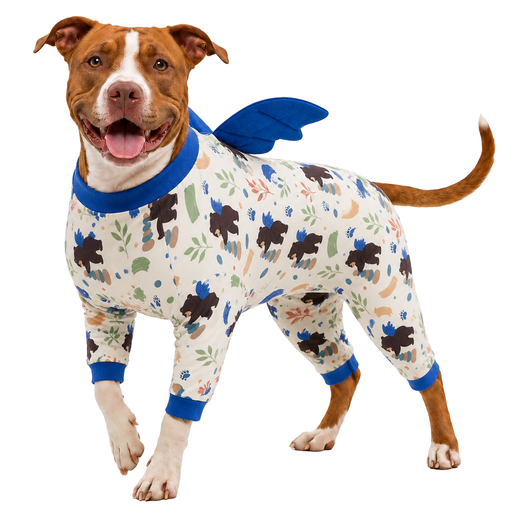 LovinPet Large Dog Pajamas, Pink Cow 4-Leg Stretch Onesie, Soft Lightweight PJs