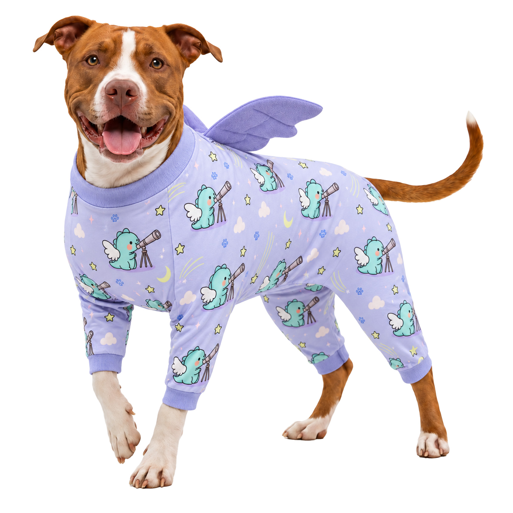 LovinPet Large Dog Pajamas, Pink Cow 4-Leg Stretch Onesie, Soft Lightweight PJs