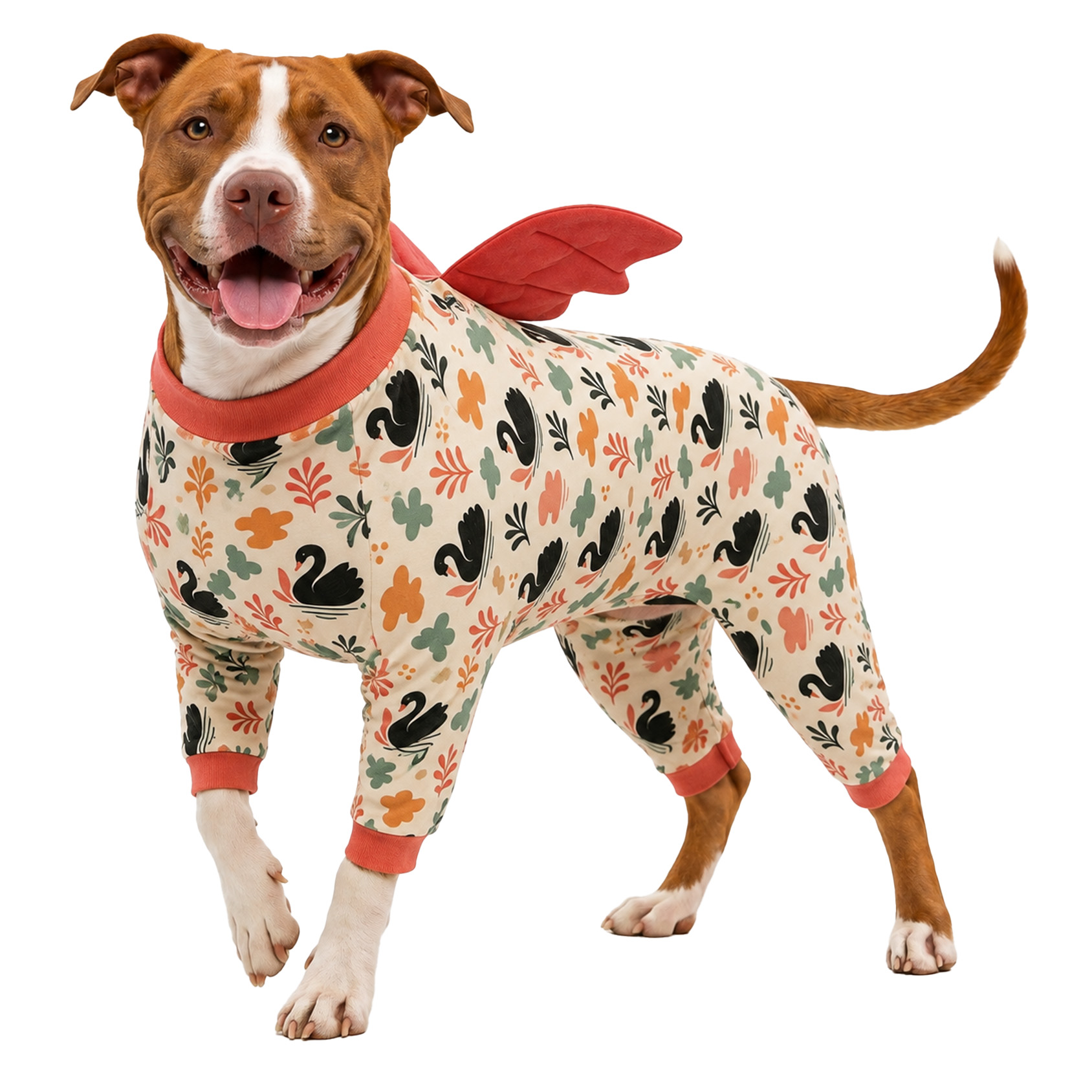 LovinPet Large Dog Pajamas, Pink Cow 4-Leg Stretch Onesie, Soft Lightweight PJs