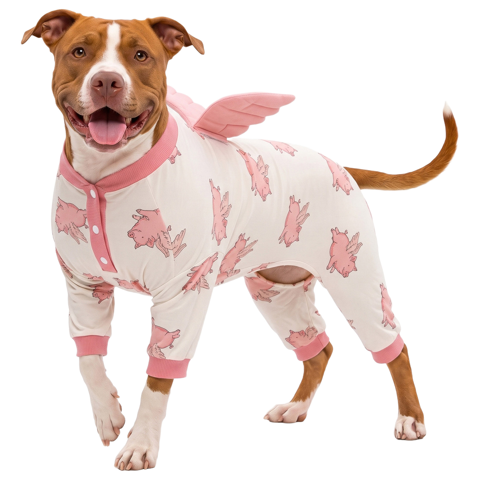 Four-Leg Dog Onesie with Detachable Wings for Large Breeds-Pink